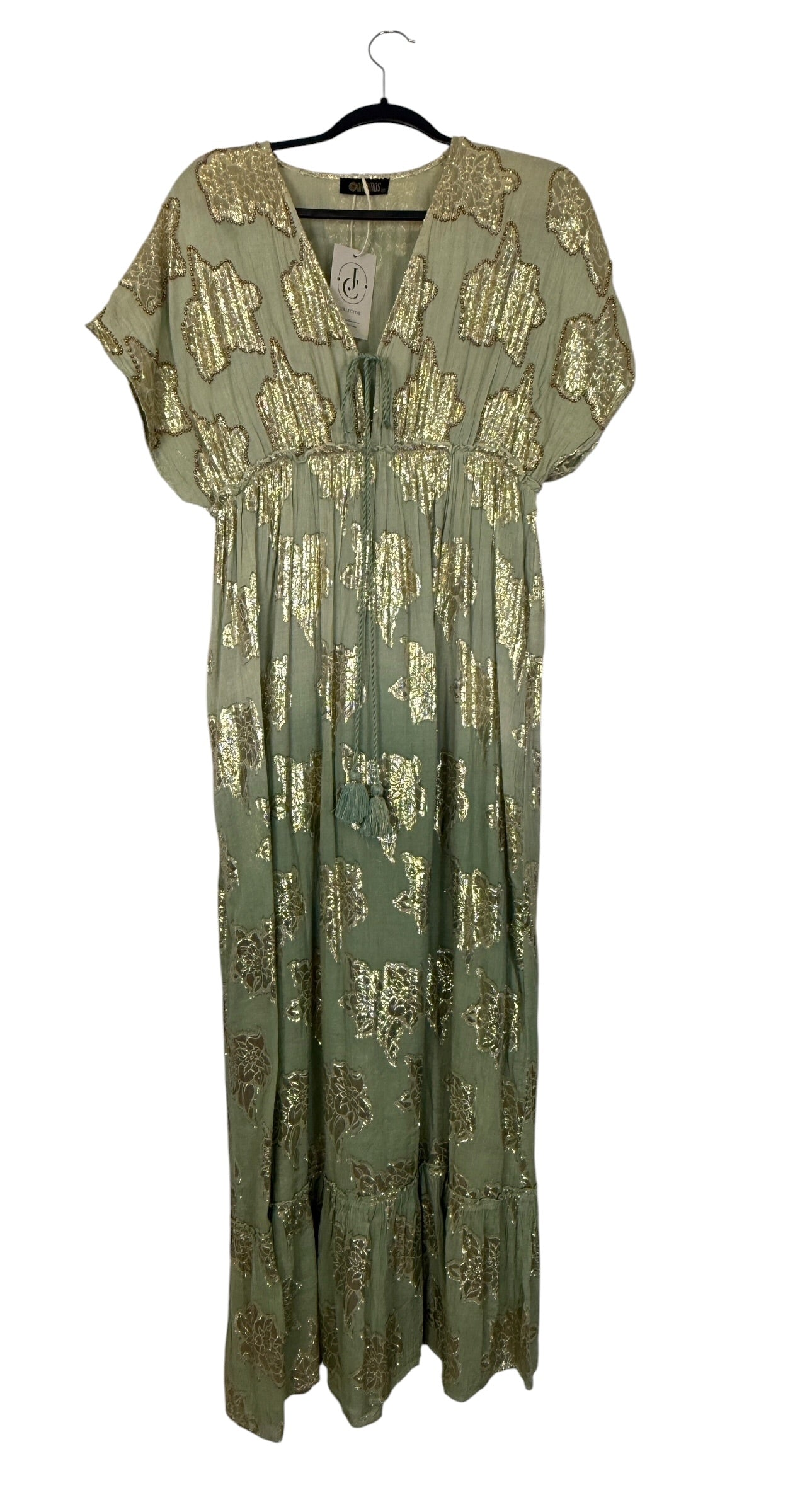 Nammos Green Gold Leaf Resort Dress