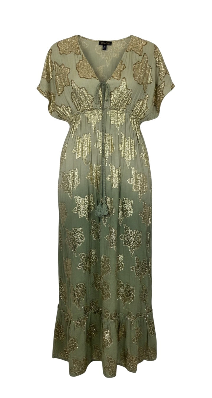Nammos Green Gold Leaf Resort Dress