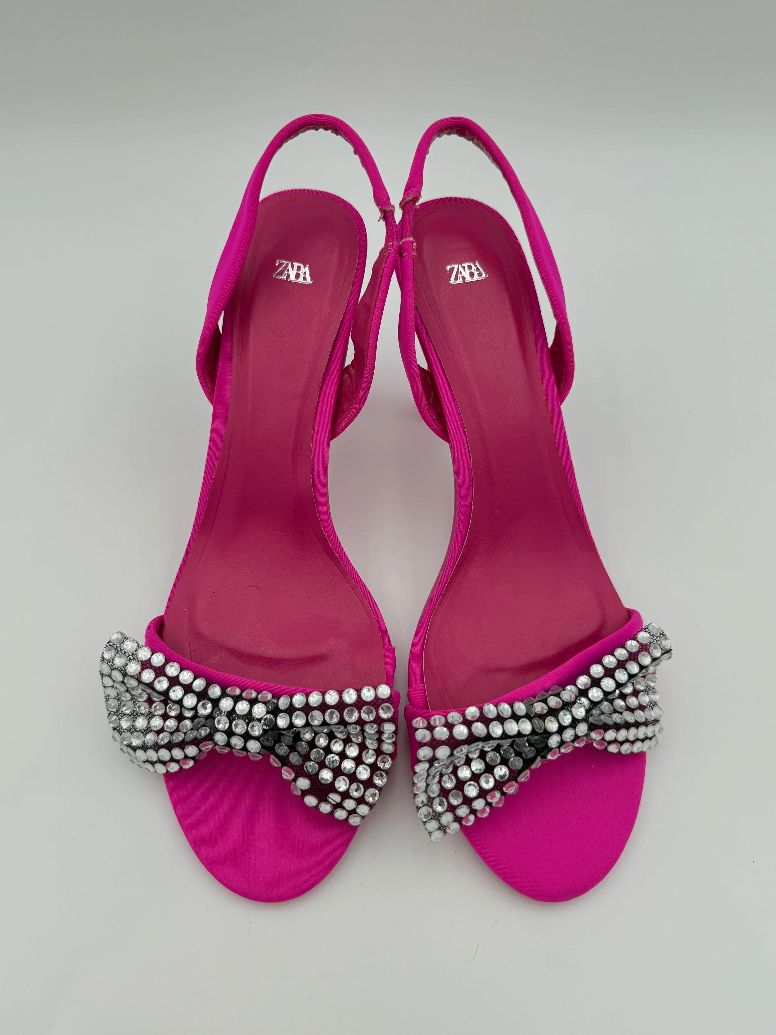 Zara Pink Sandal with Crystal Bow - New - Size EU40