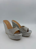 Lulus Silver Rhinestone Platform Wedges - Size US9