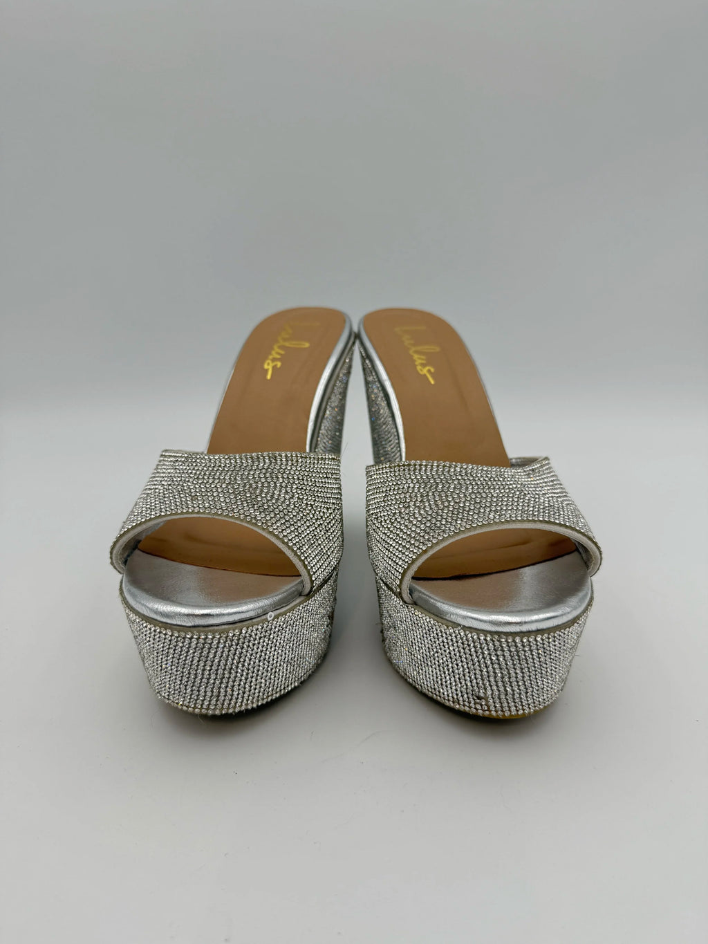 Lulus Silver Rhinestone Platform Wedges - Size US9