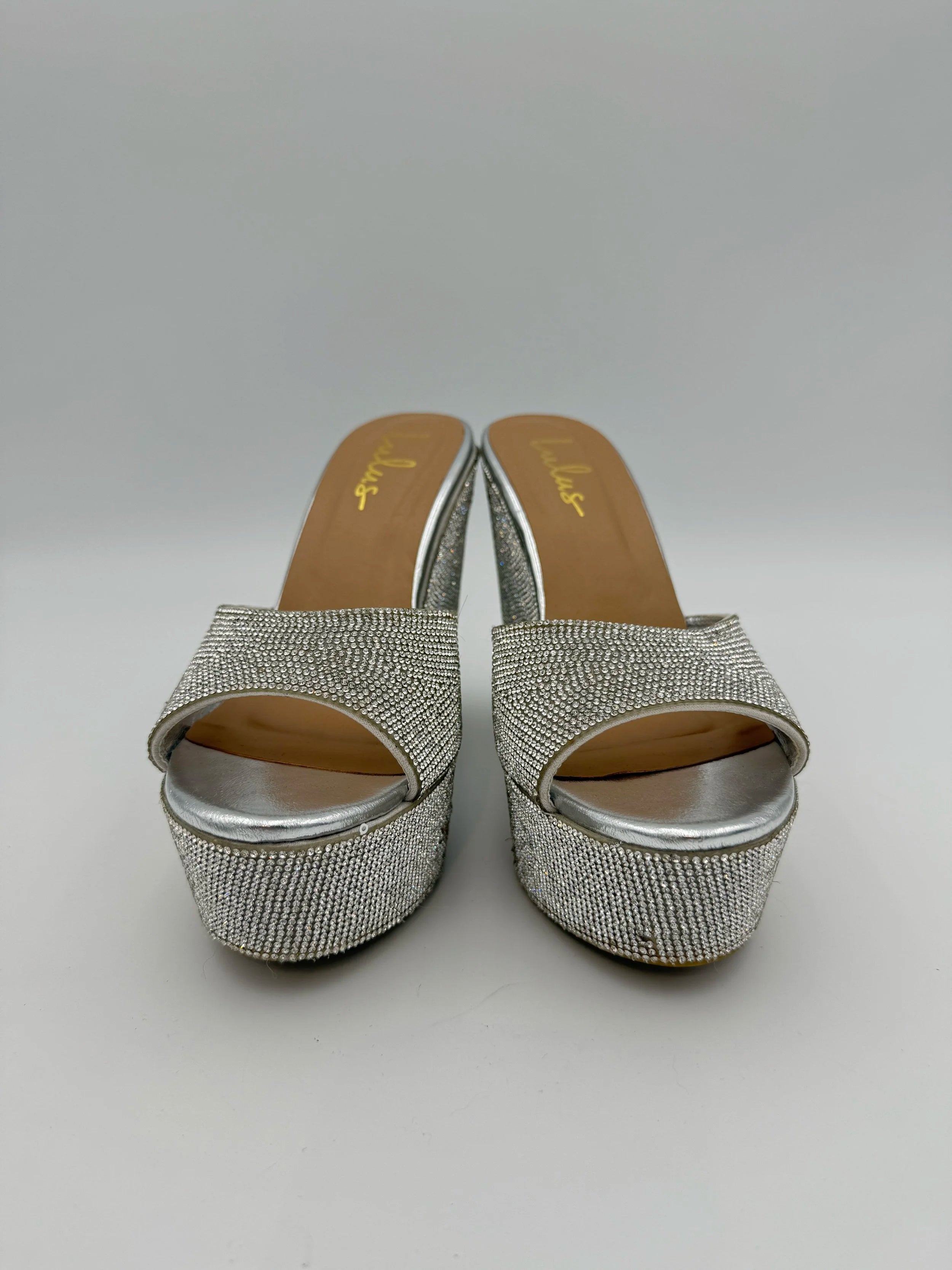 Lulus Silver Rhinestone Platform Wedges - Size US9