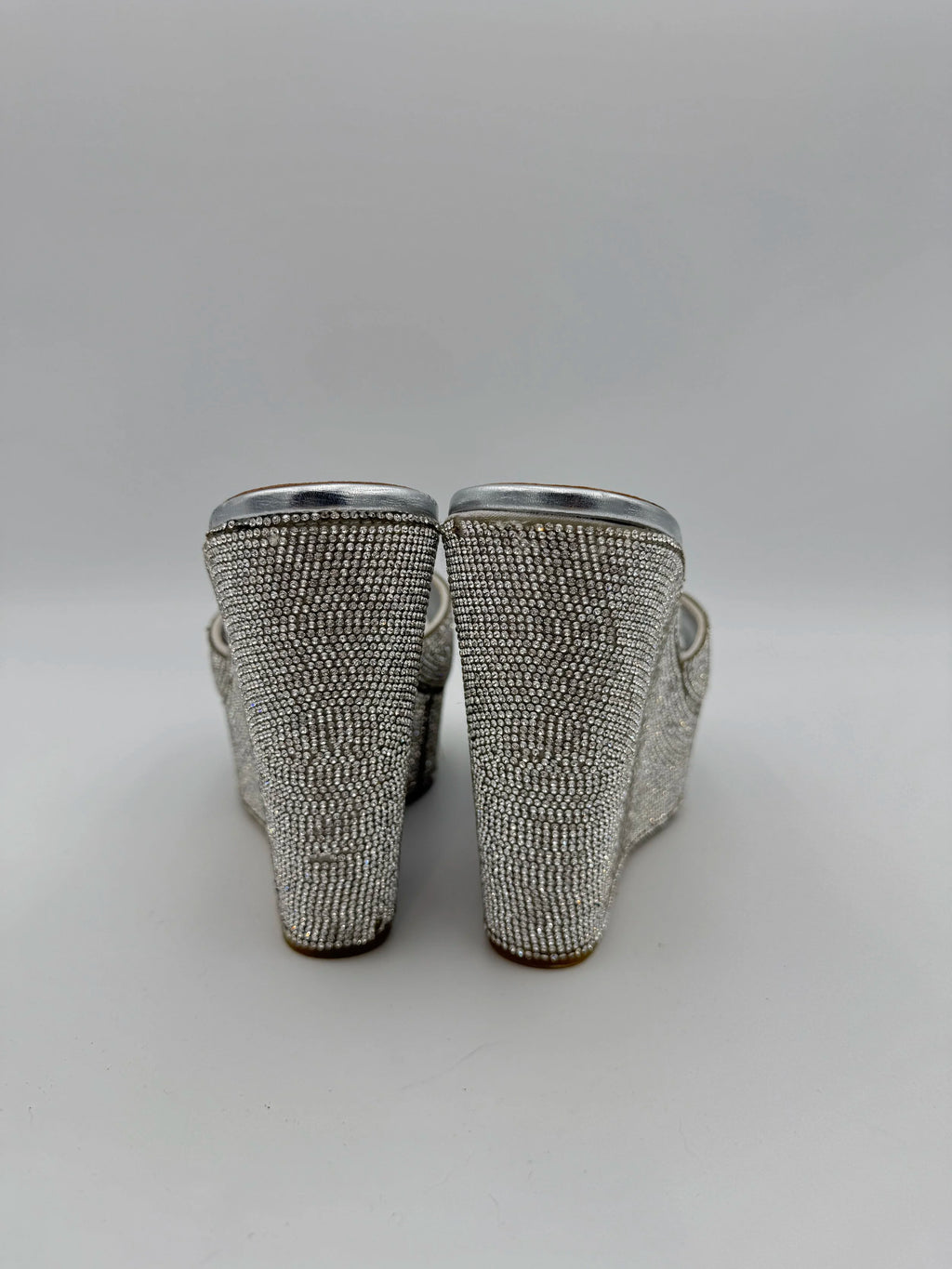Lulus Silver Rhinestone Platform Wedges - Size US9