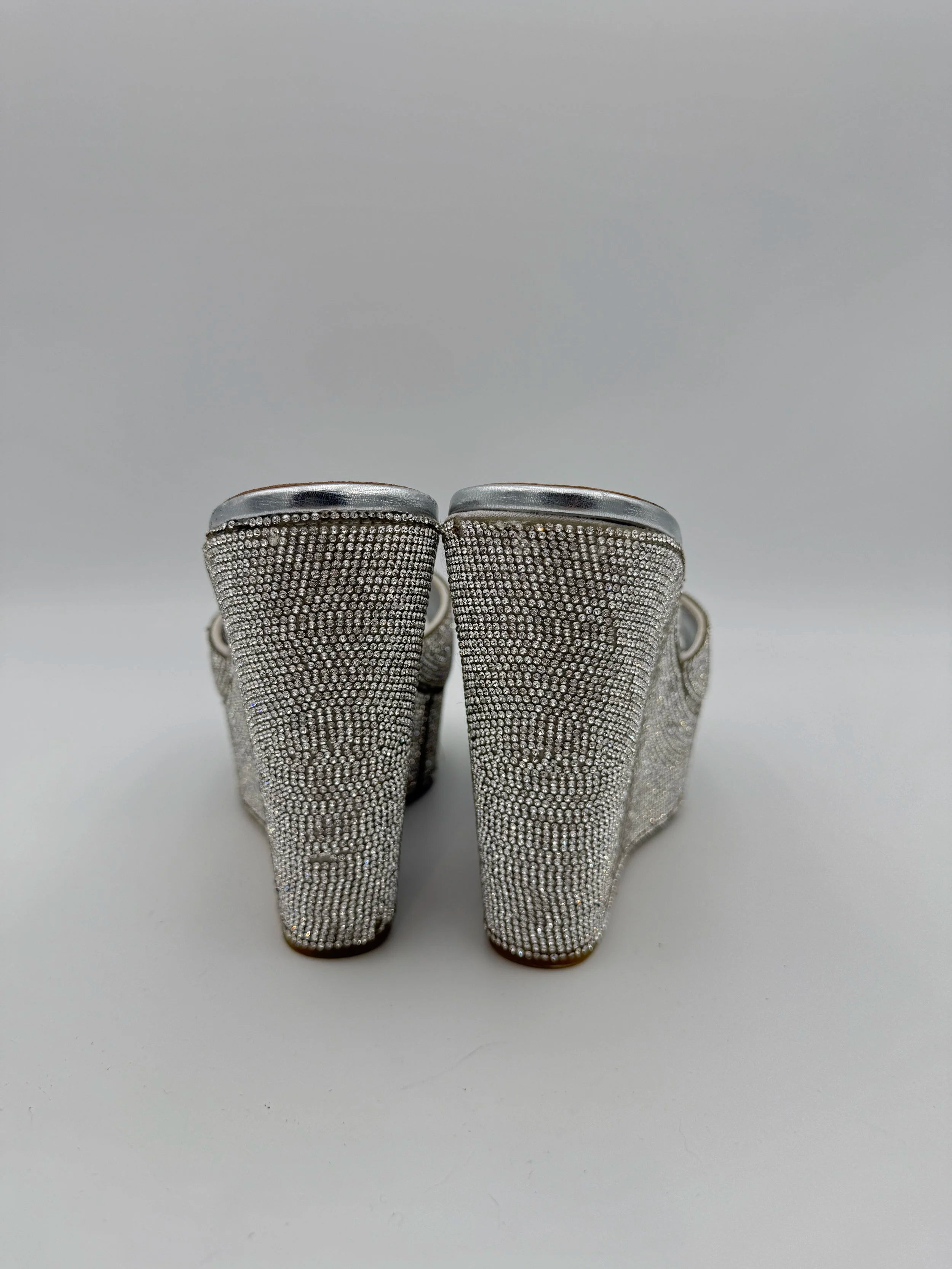 Lulus Silver Rhinestone Platform Wedges - Size US9