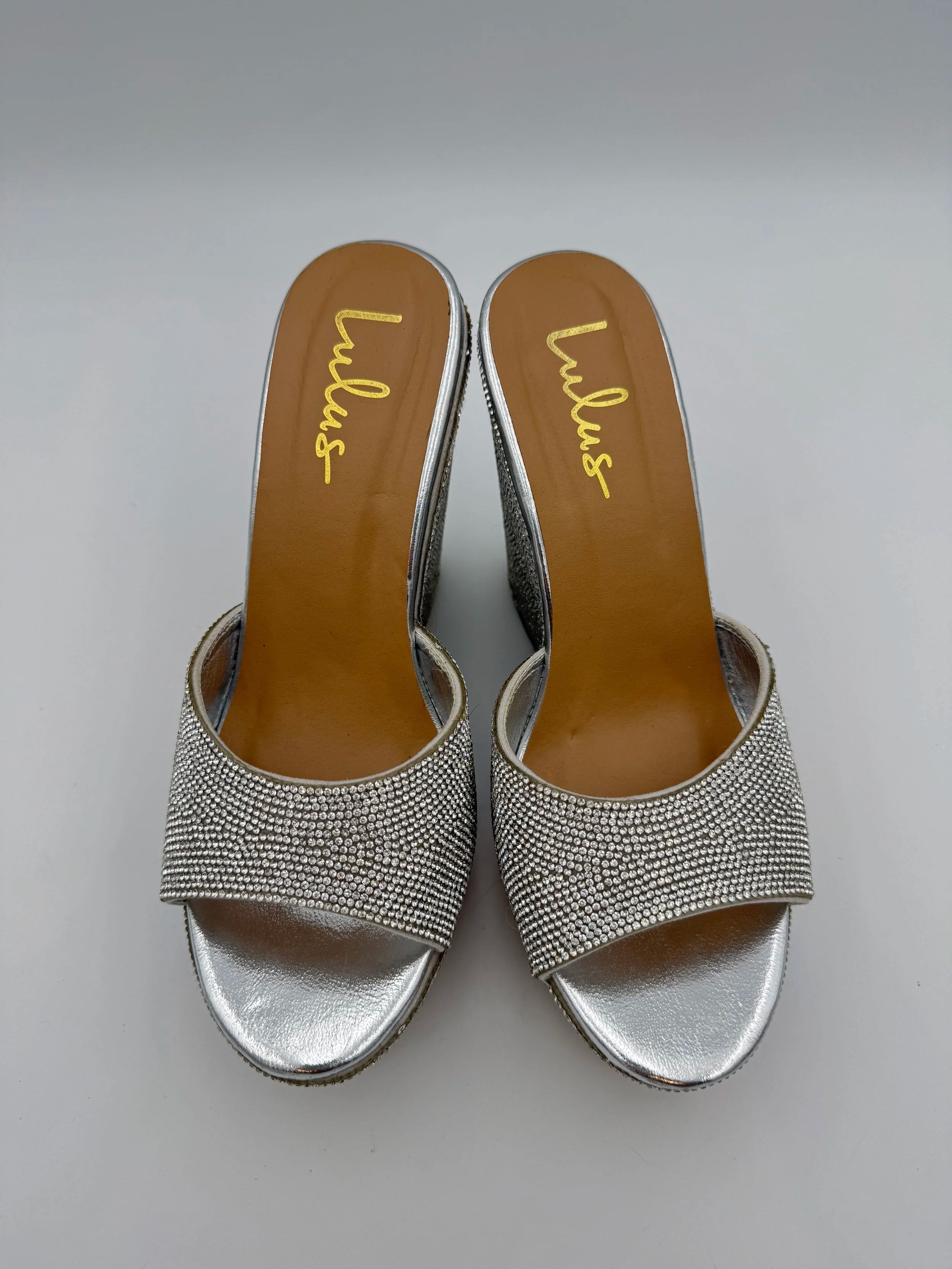 Lulus Silver Rhinestone Platform Wedges - Size US9