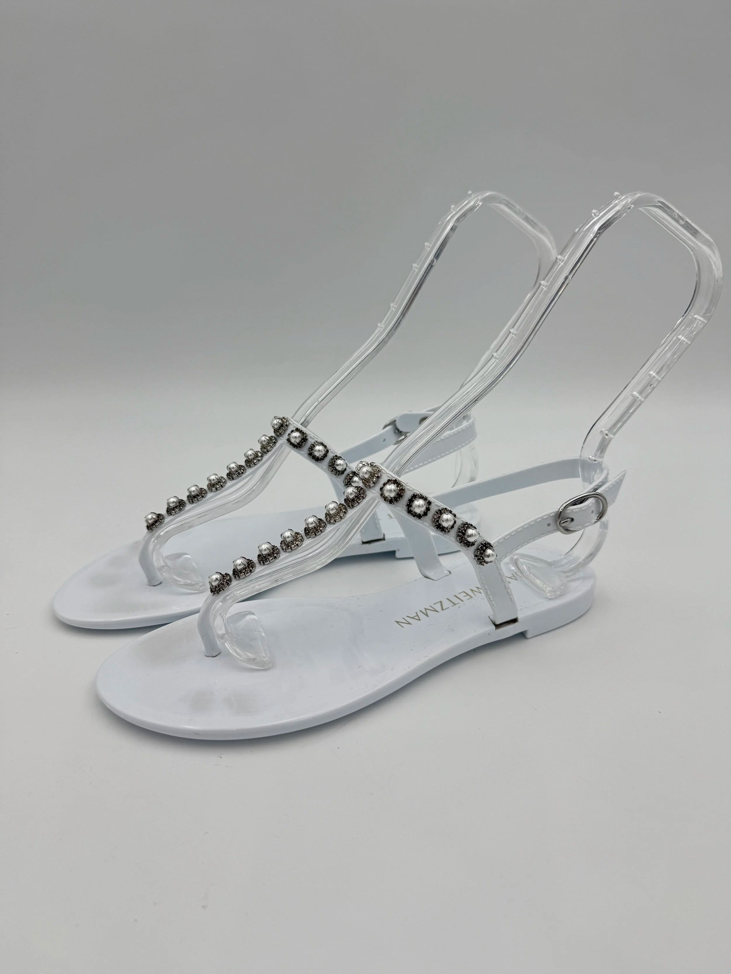 Stuart Weitzman White Jelly Flats - Size US6
