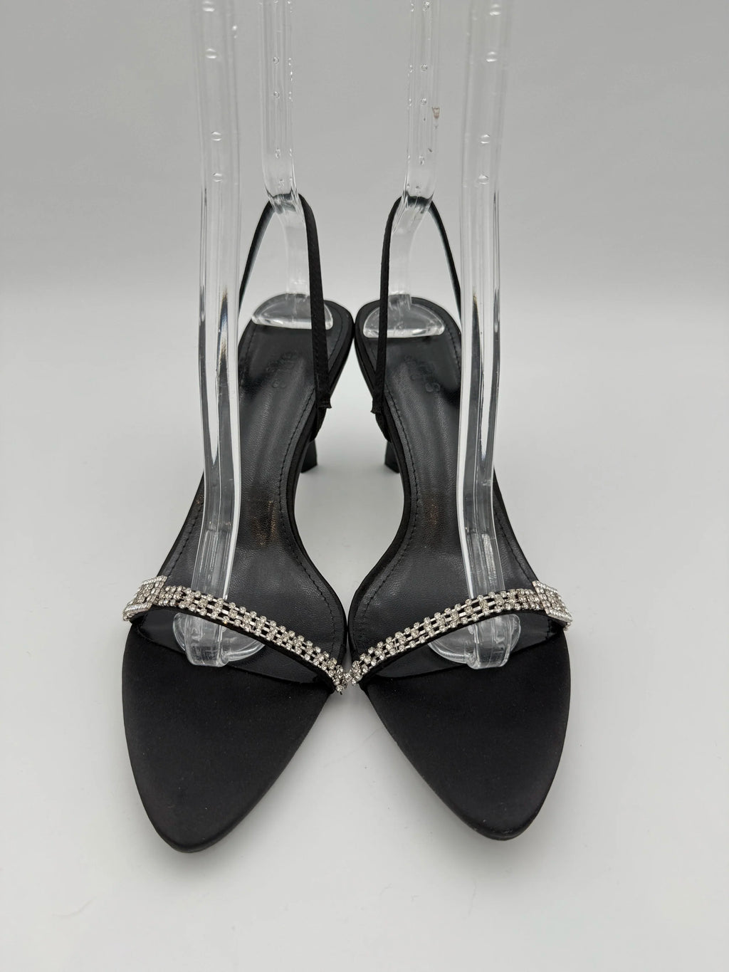 Black Satin with Rhinestones Buckle Sandal - NEW - Size US9