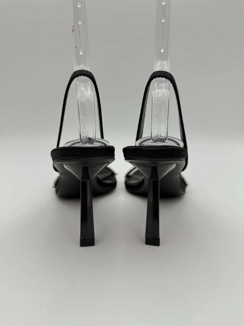 Black Satin with Rhinestones Buckle Sandal - NEW - Size US9