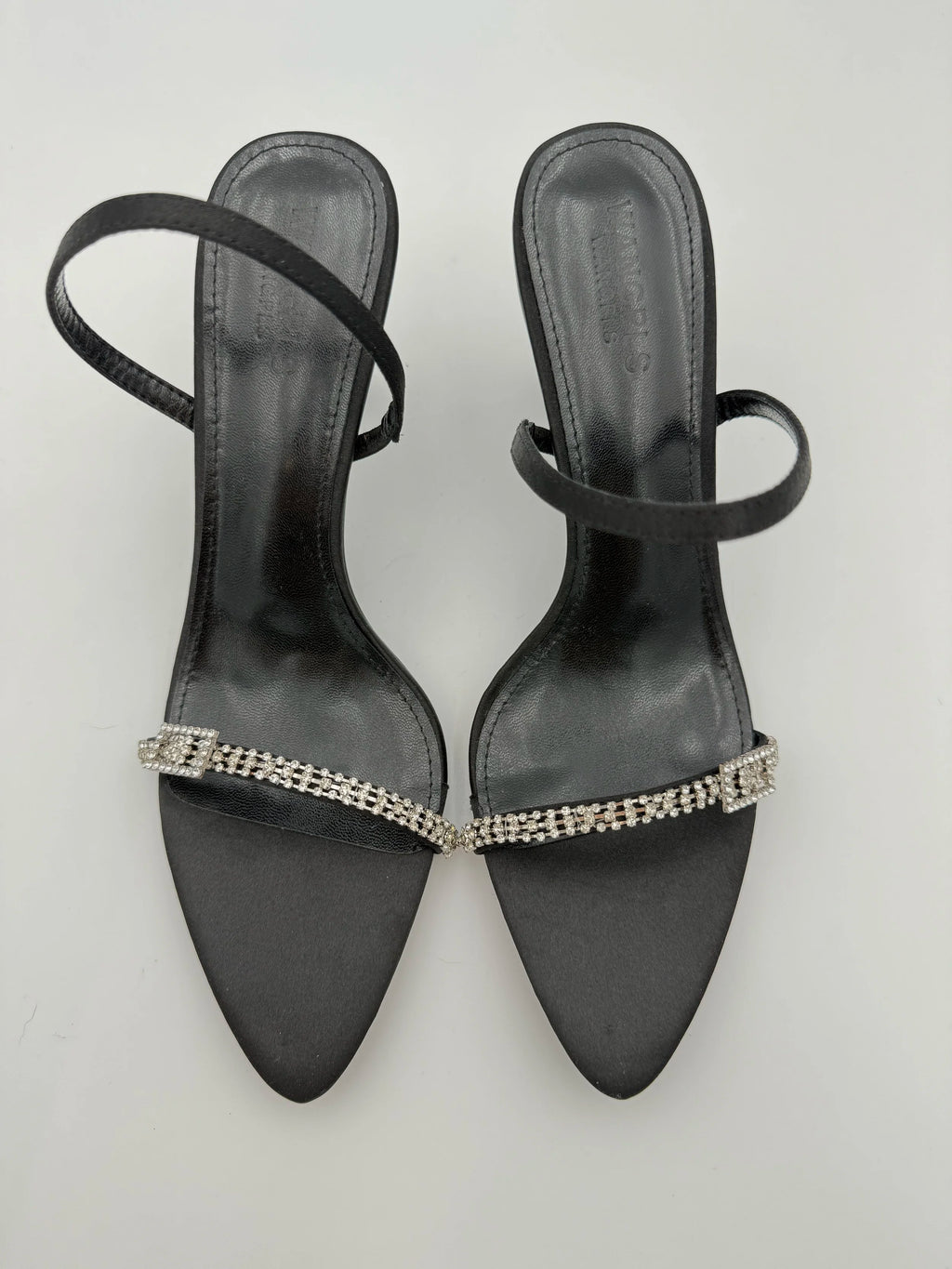 Black Satin with Rhinestones Buckle Sandal - NEW - Size US9