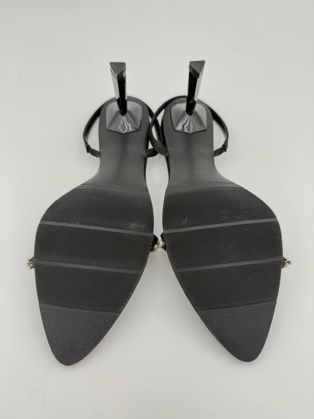 Black Satin with Rhinestones Buckle Sandal - NEW - Size US9