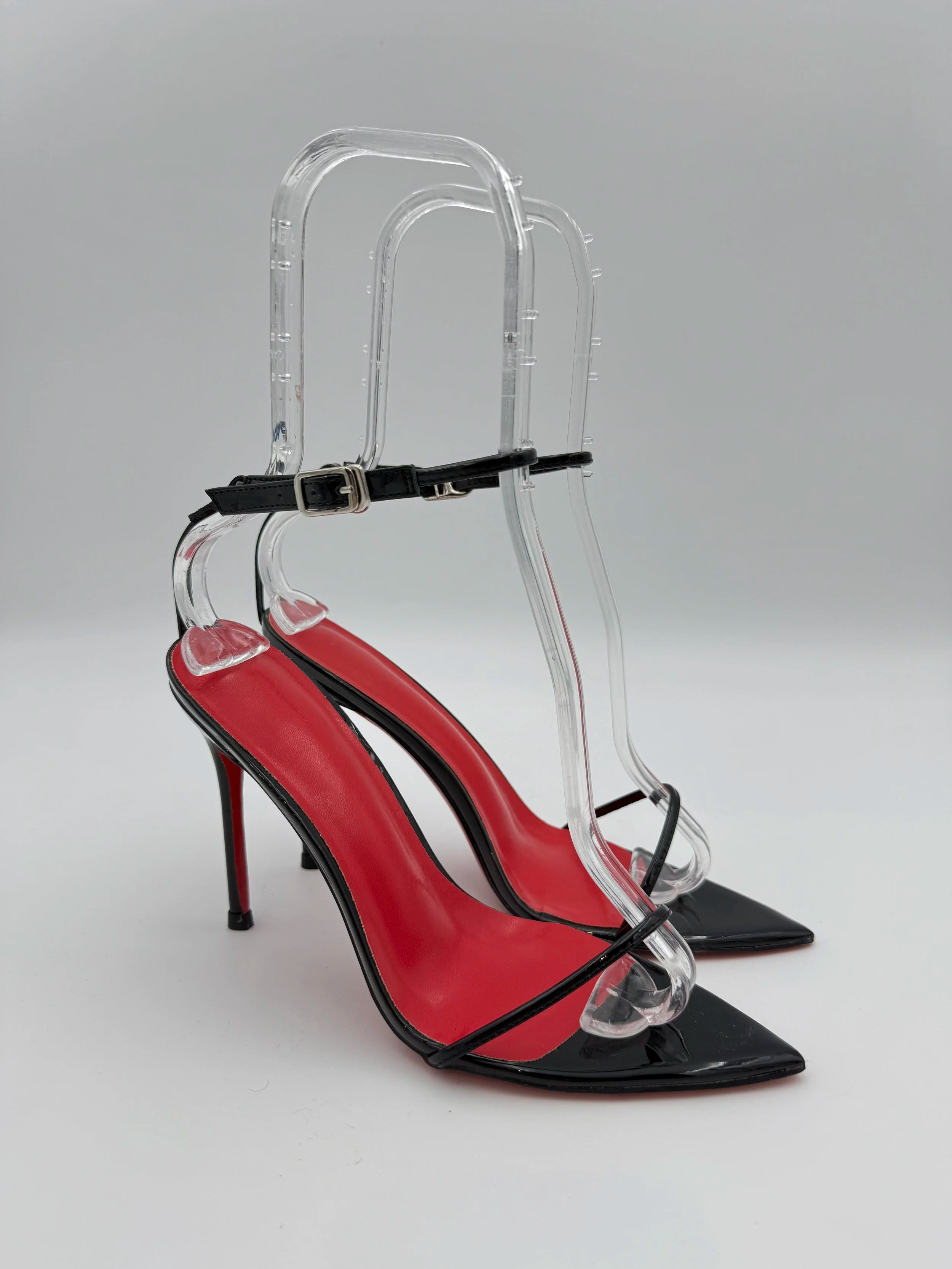Black and Red Patent Leather Skinny Sandal - NEW - Size US 10