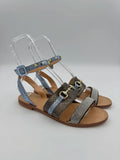 Luiza Barcelos Metallic Piton Embossed Flat Sandal - NEW - Size US10