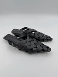 Black Intreciato Leather Mule Flats - Size EU40