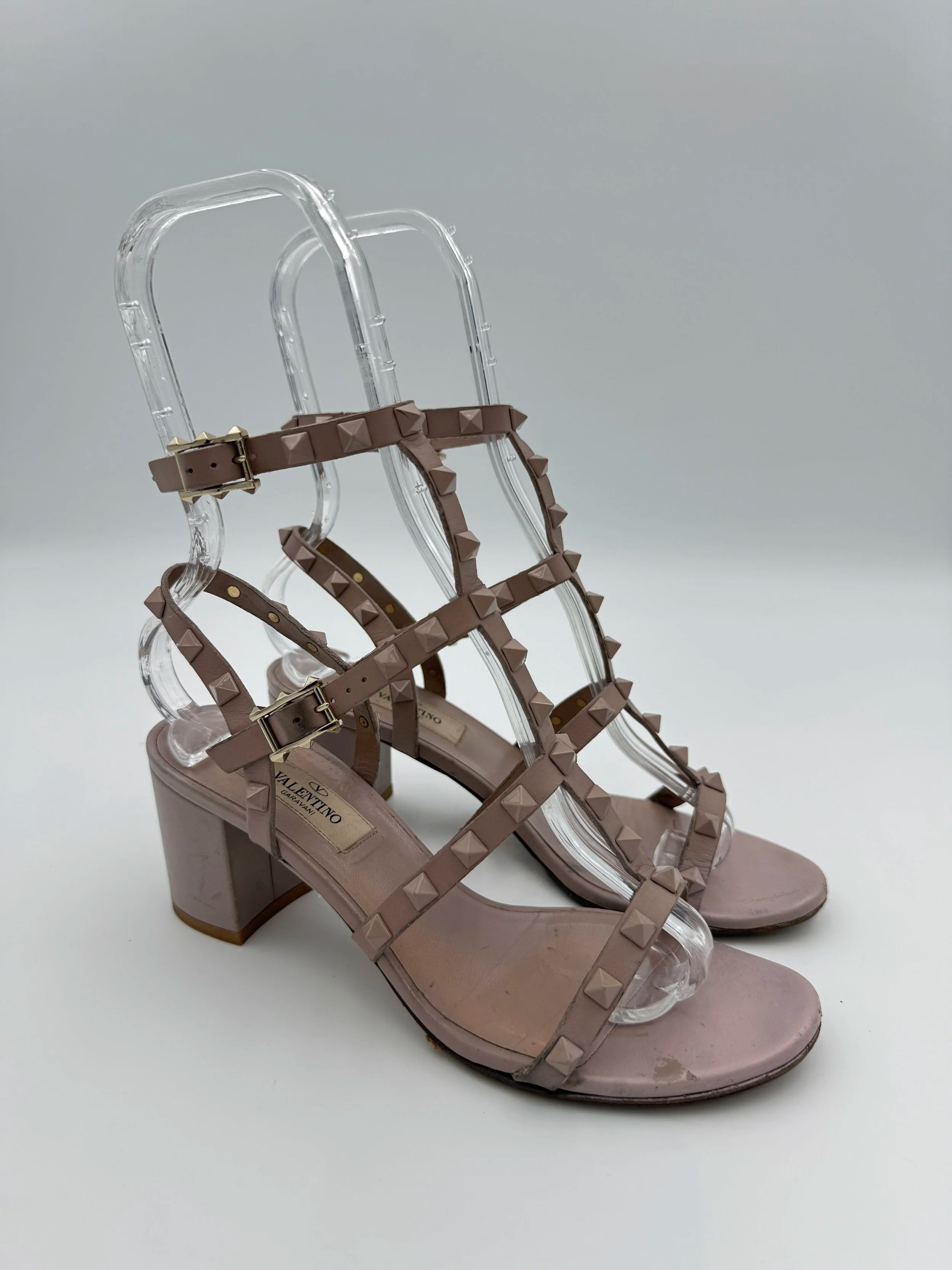 Rose Nude Valentino Rockstud Ankle Strap - Size EU36.5