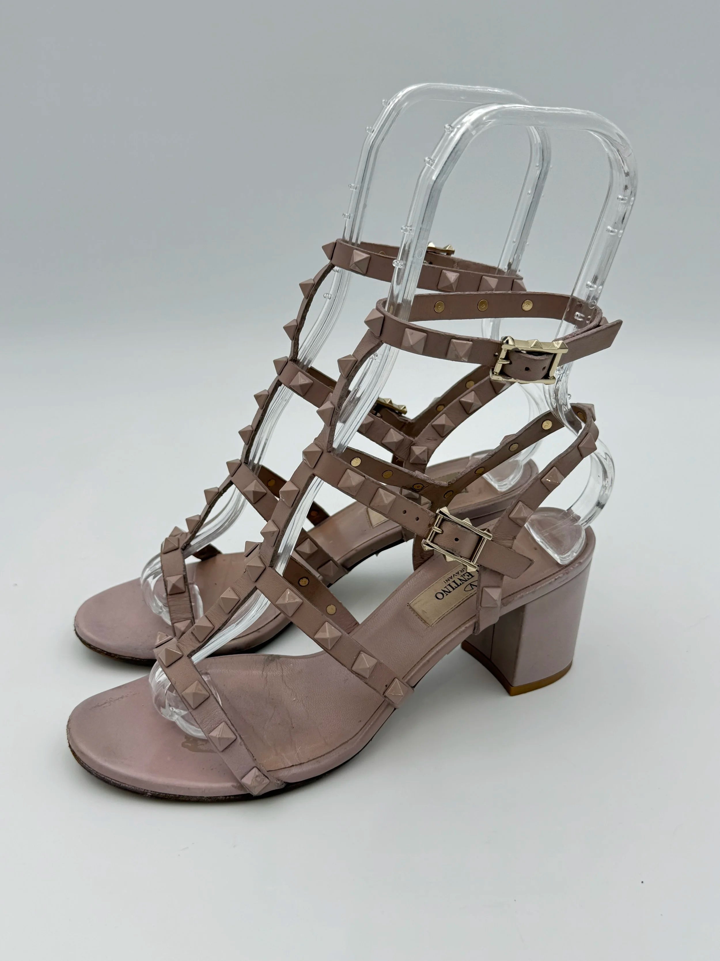 Rose Nude Valentino Rockstud Ankle Strap - Size EU36.5