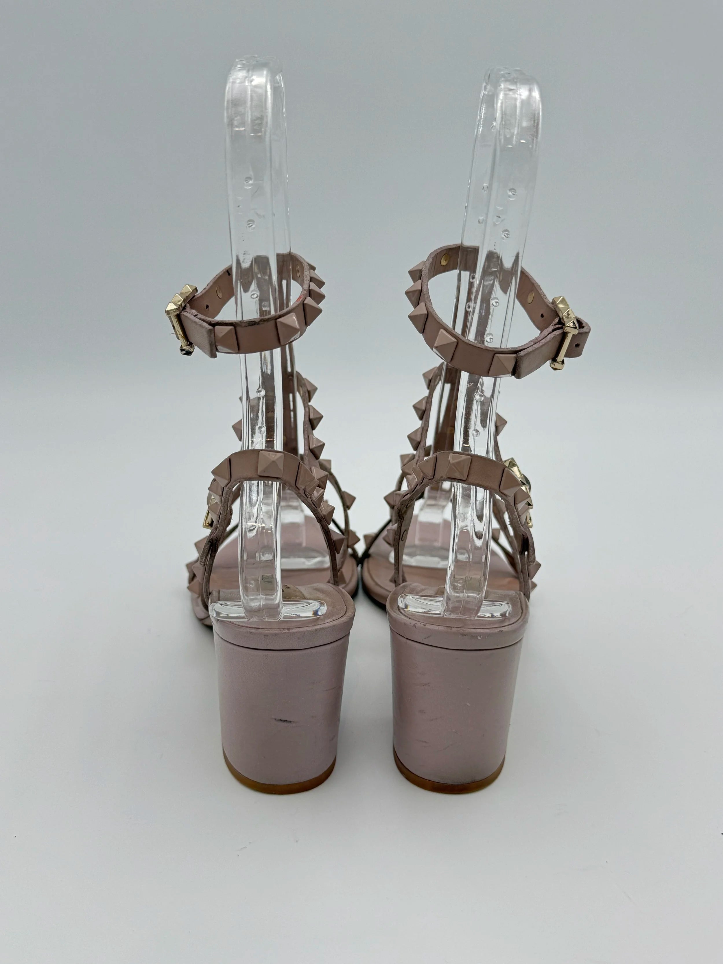 Rose Nude Valentino Rockstud Ankle Strap - Size EU36.5