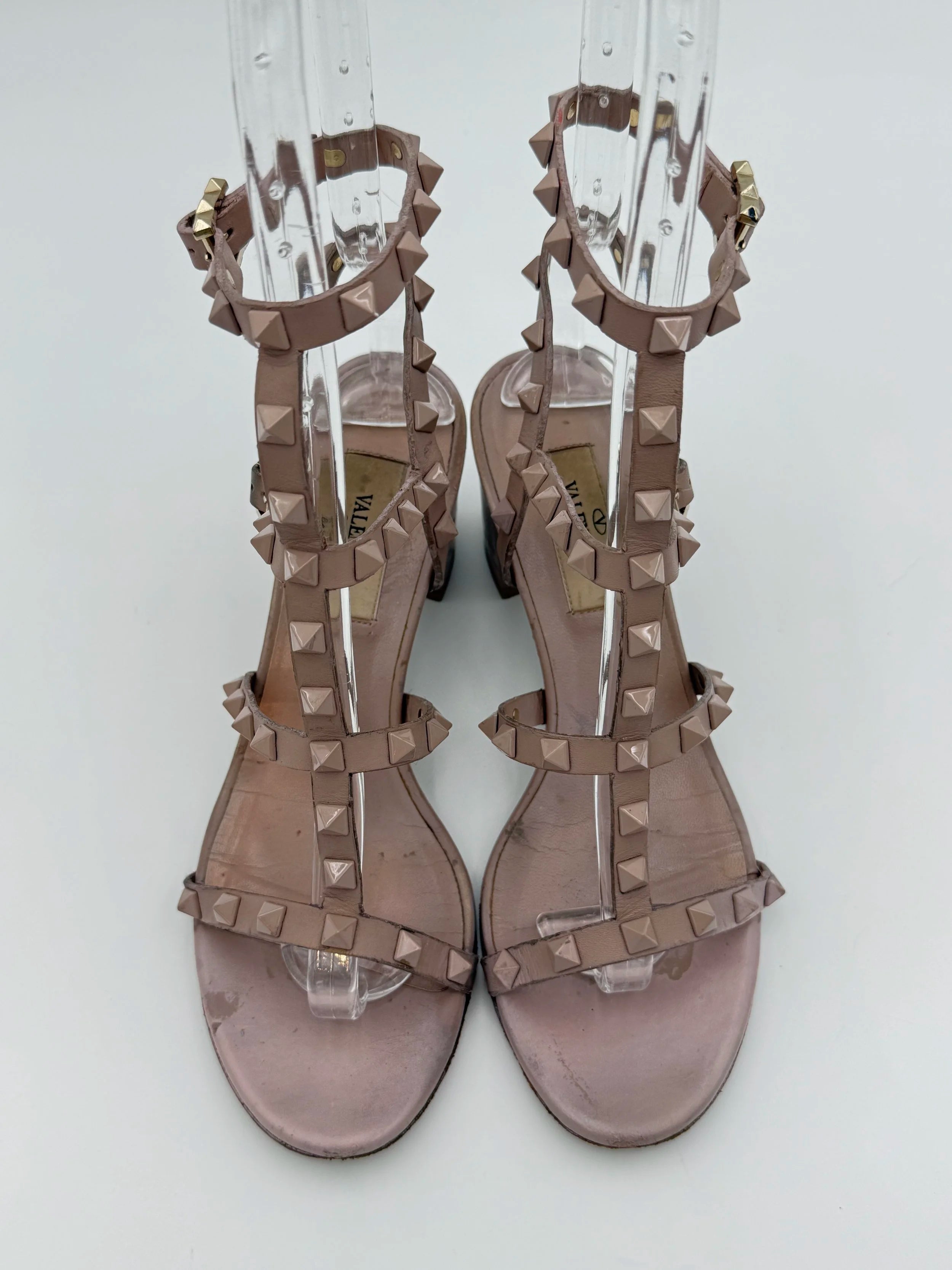 Rose Nude Valentino Rockstud Ankle Strap - Size EU36.5