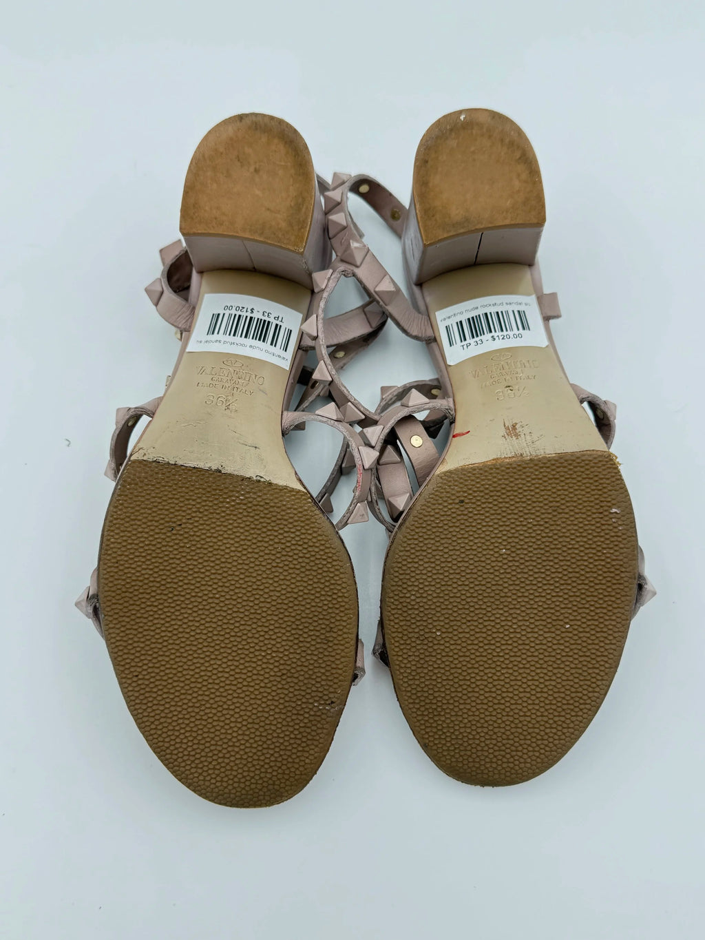 Rose Nude Valentino Rockstud Ankle Strap - Size EU36.5