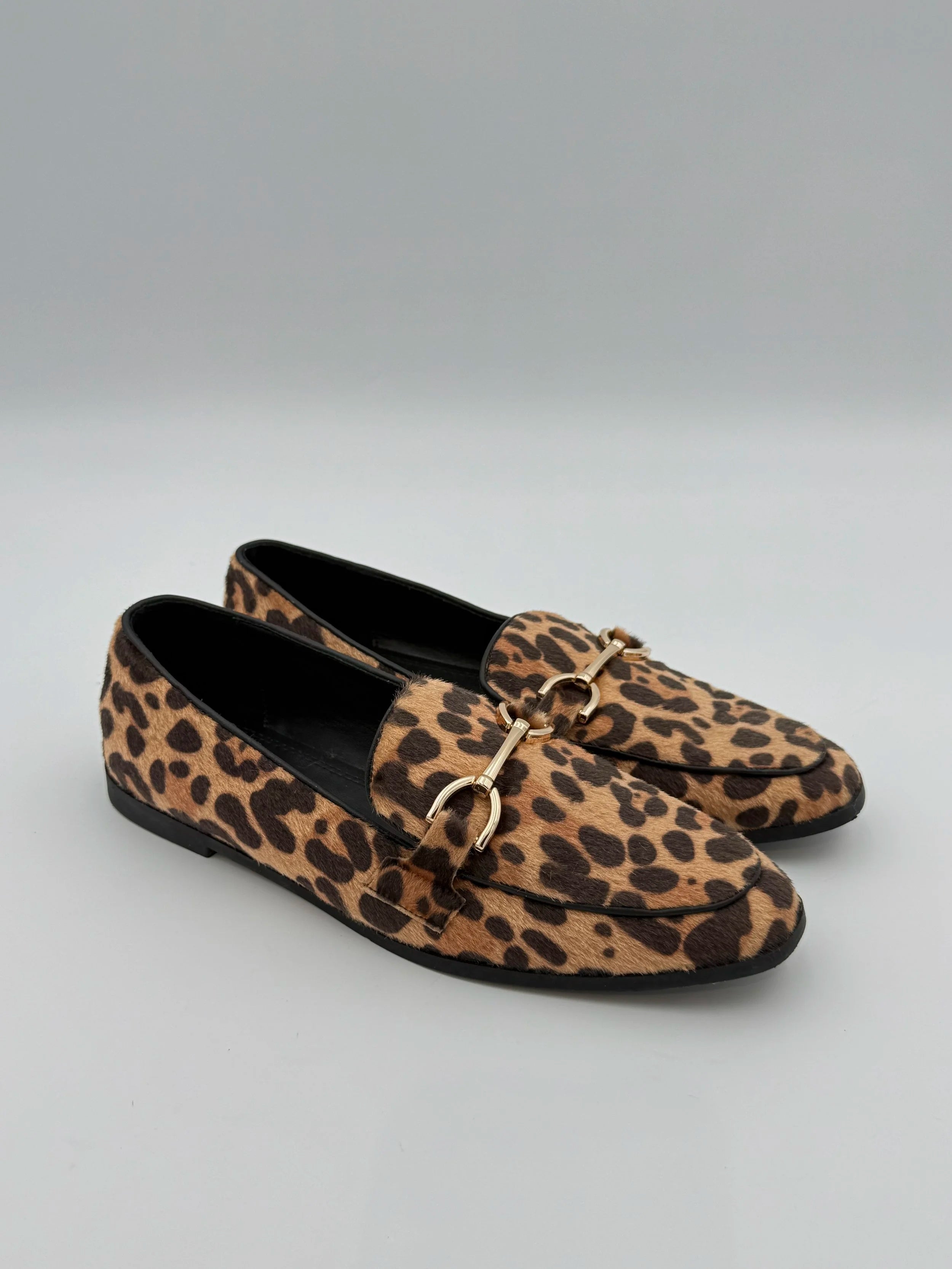 Zara Leopard Printed Hair Loafers - NEW - Size EU40
