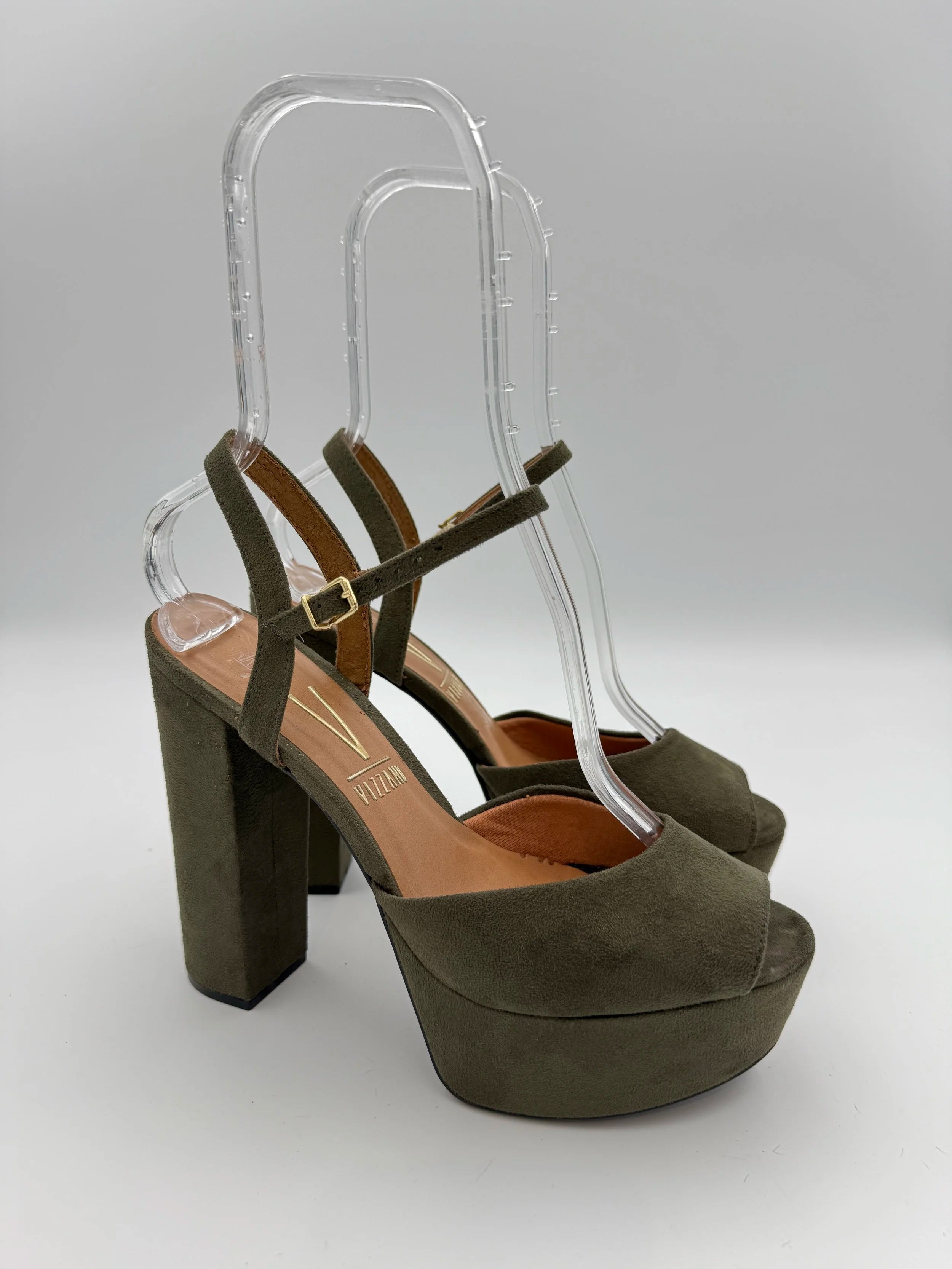 Vizano Military Green Suede High Heel Platform - Size US9