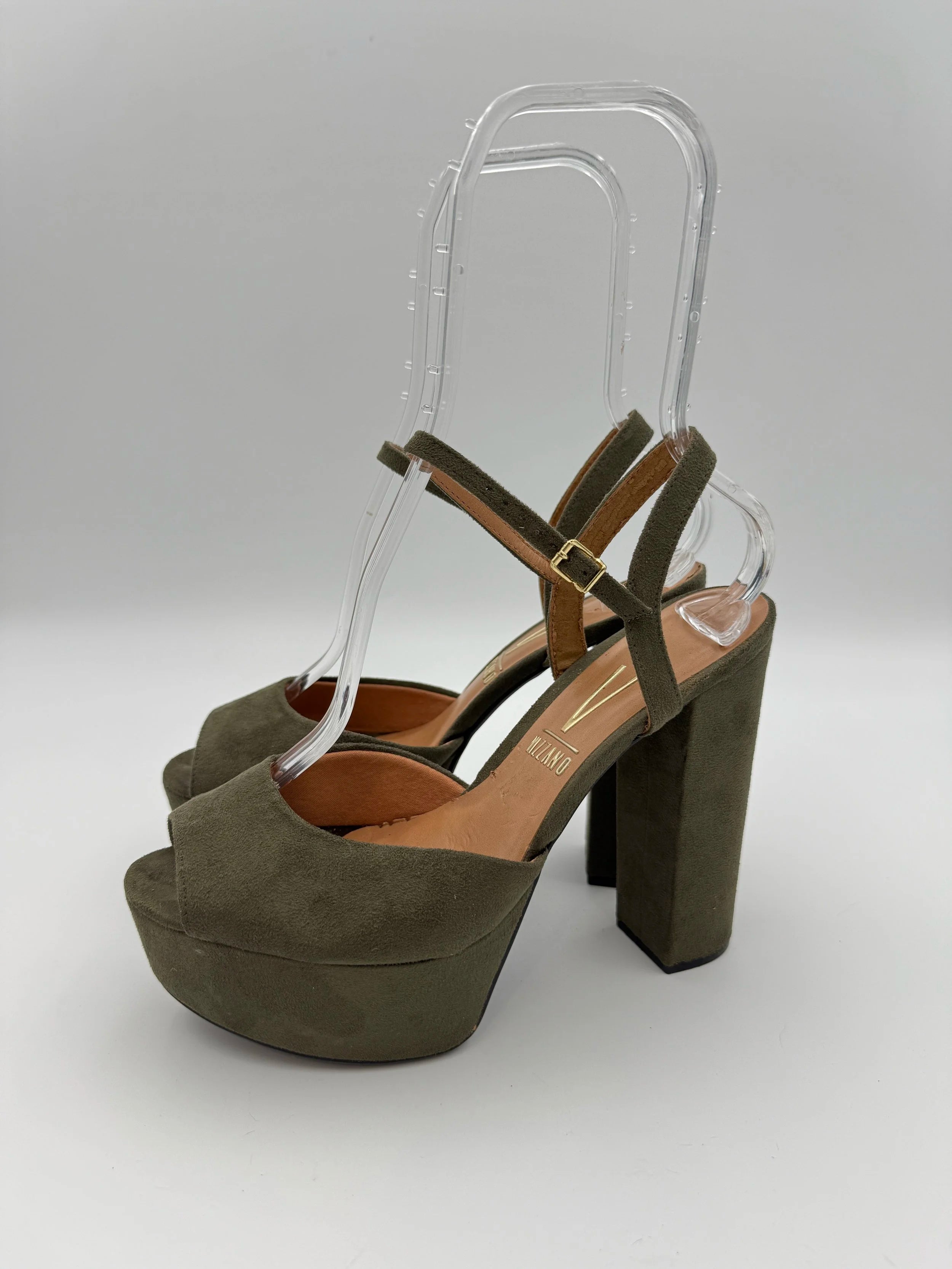 Vizano Military Green Suede High Heel Platform - Size US9