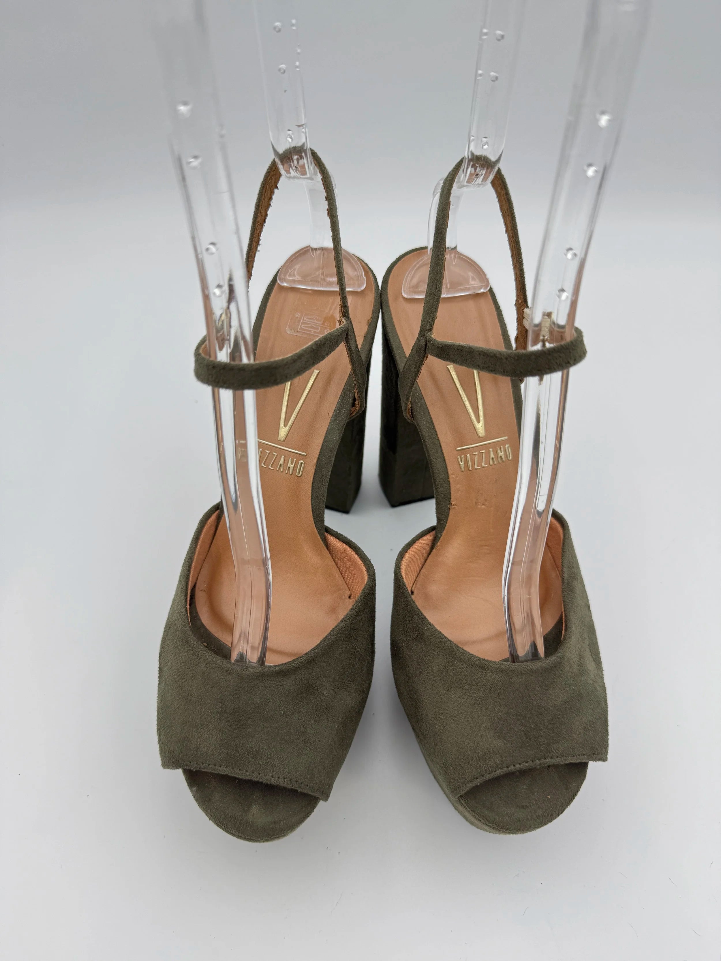 Vizano Military Green Suede High Heel Platform - Size US9