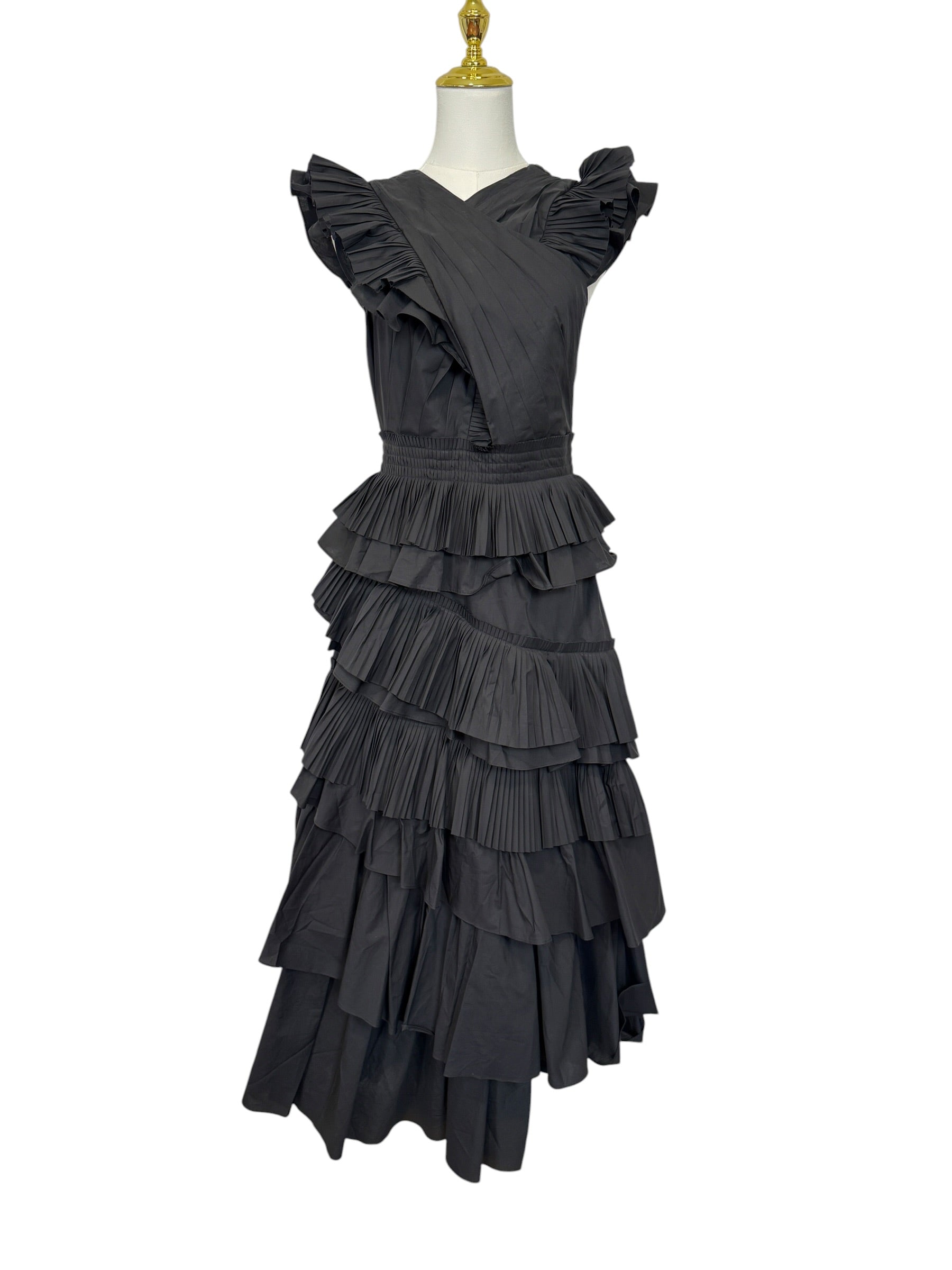 Ulla Johnson Black Ruffle Dress - Size Small