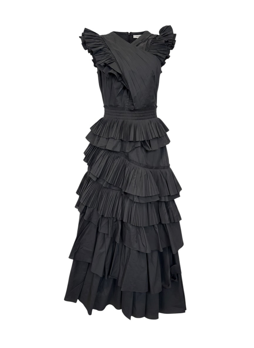 Ulla Johnson Black Ruffle Dress - Size Small