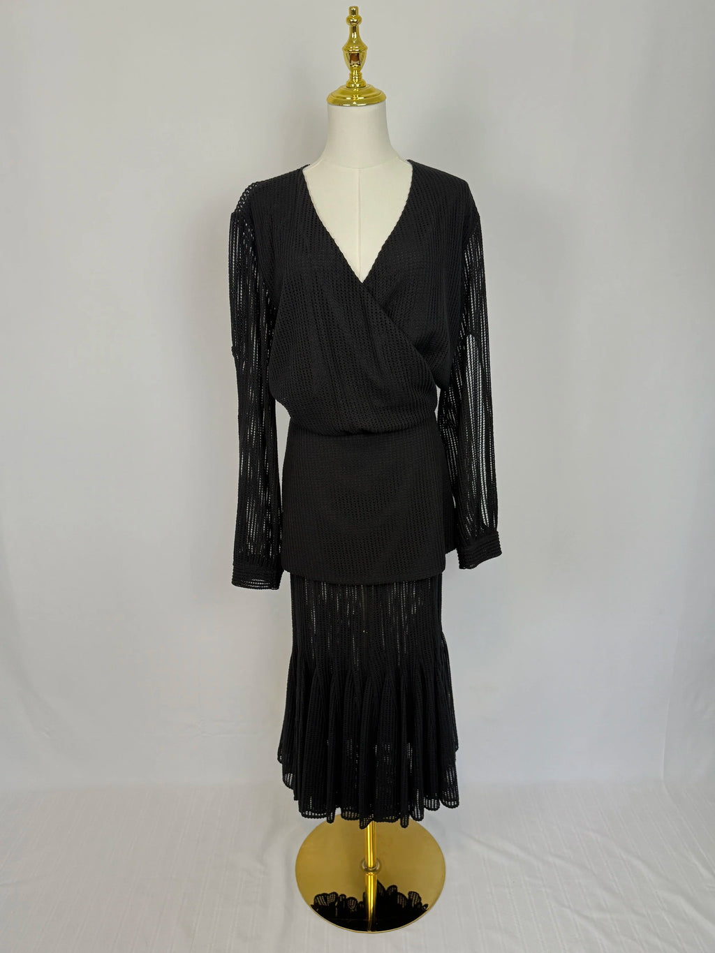 SOPHIA EGG Midi Sheer Black Dress - Size L