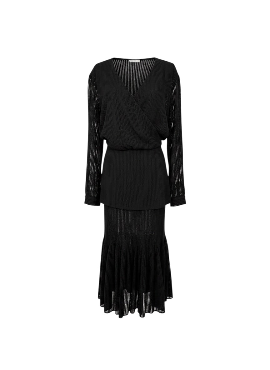SOPHIA EGG Midi Sheer Black Dress - Size L