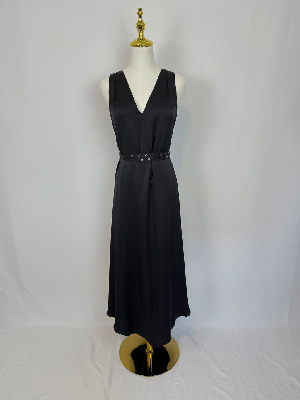 Ramy Brook Black Satin Midi Dress - Size XS