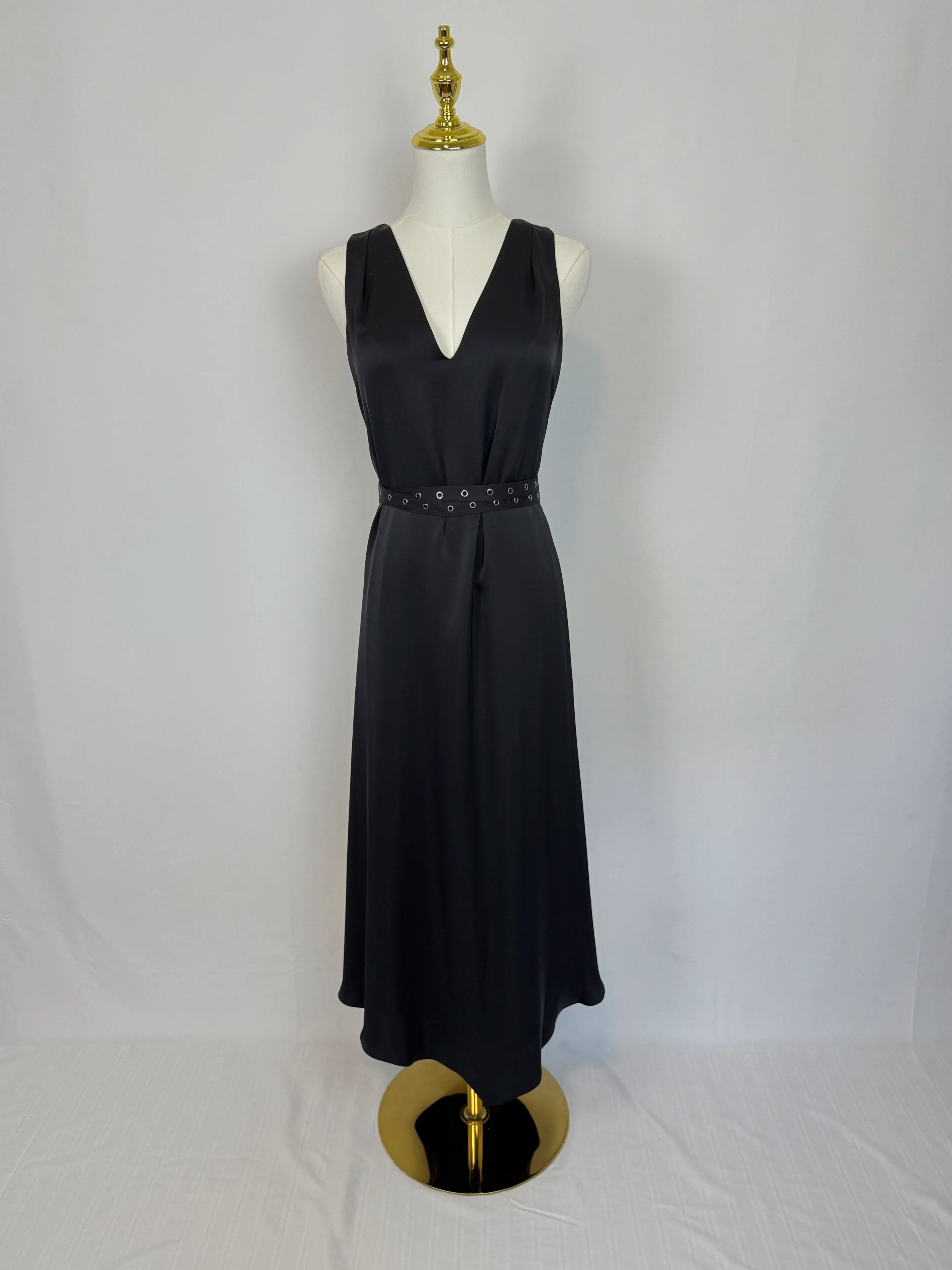 Ramy Brook Black Satin Midi Dress - Size XS
