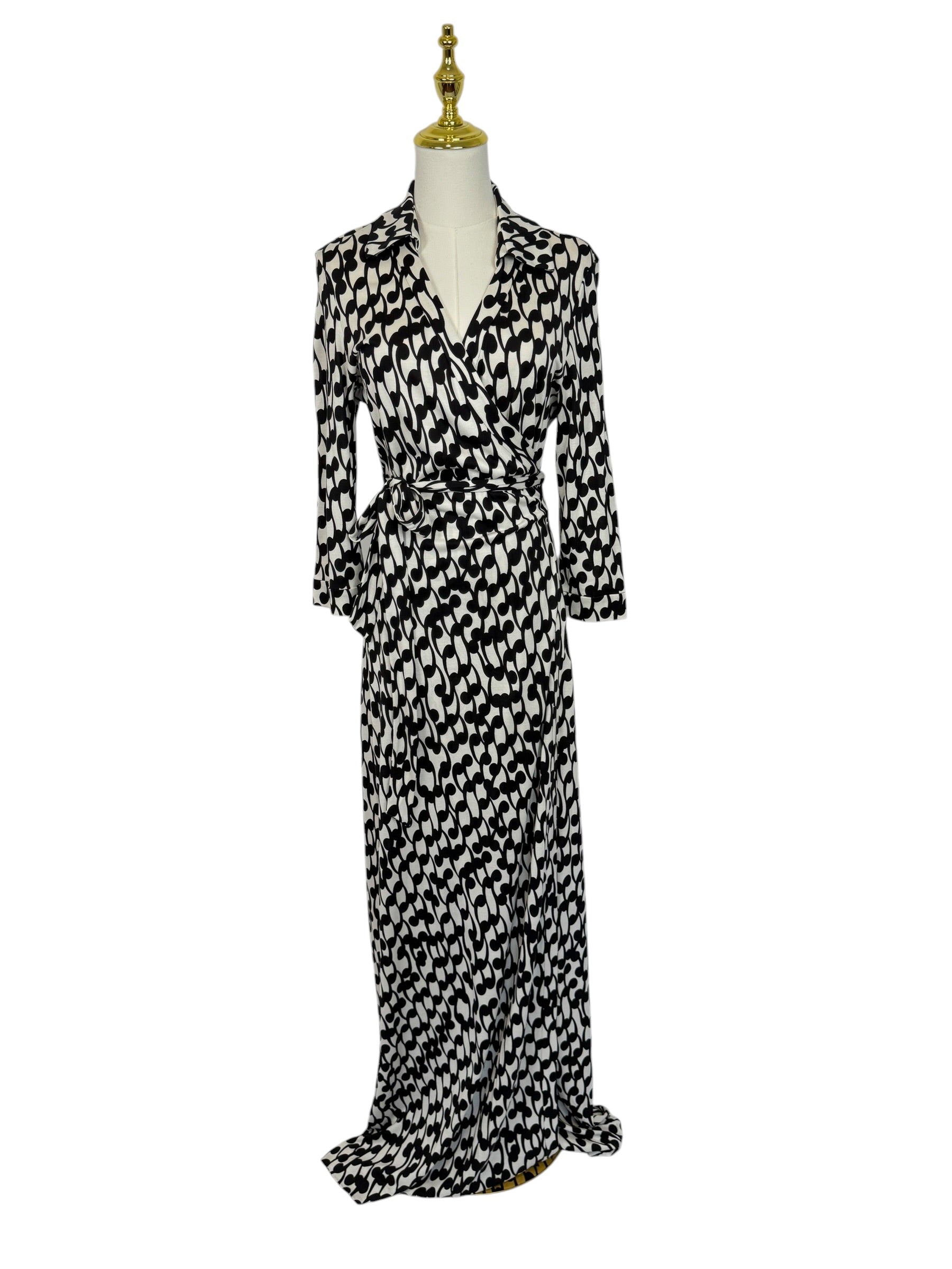 DVF Abigail Fiddleheads Black Long Dress - NEW - Size US12