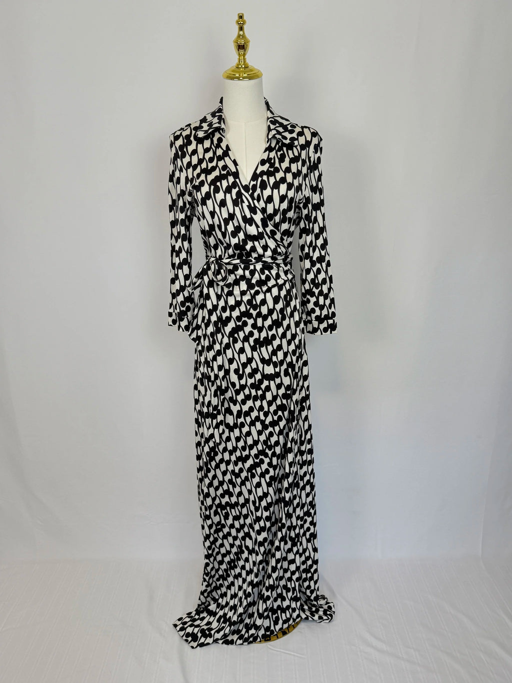 DVF Abigail Fiddleheads Black Long Dress - NEW - Size US12