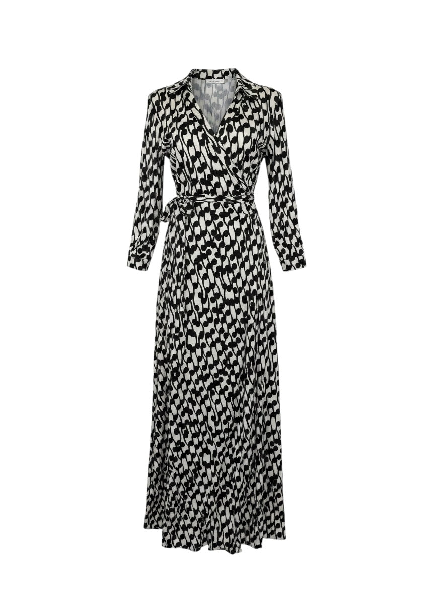 DVF Abigail Fiddleheads Black Long Dress - NEW - Size US12