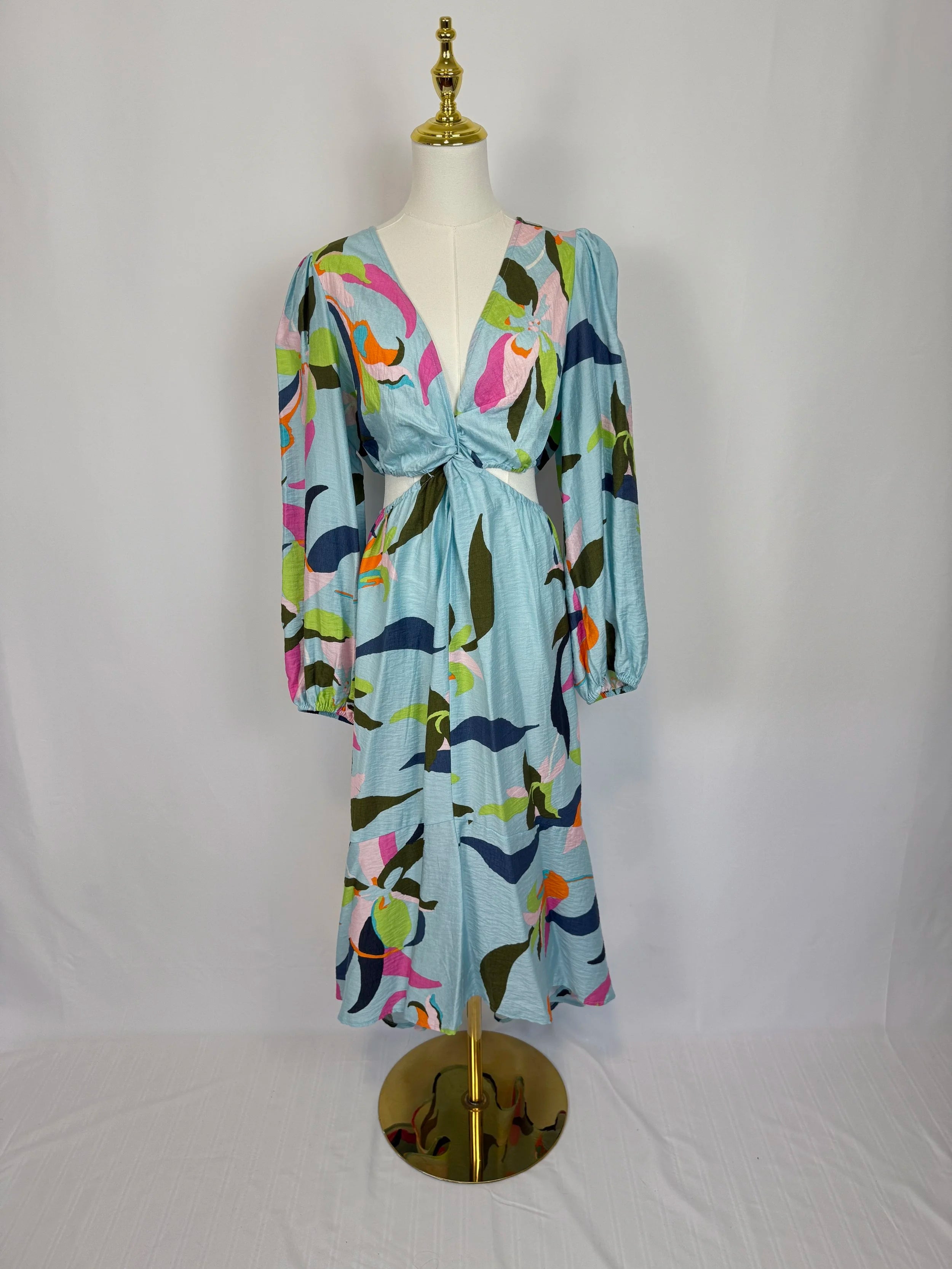 Blue Printed Dress - Size L