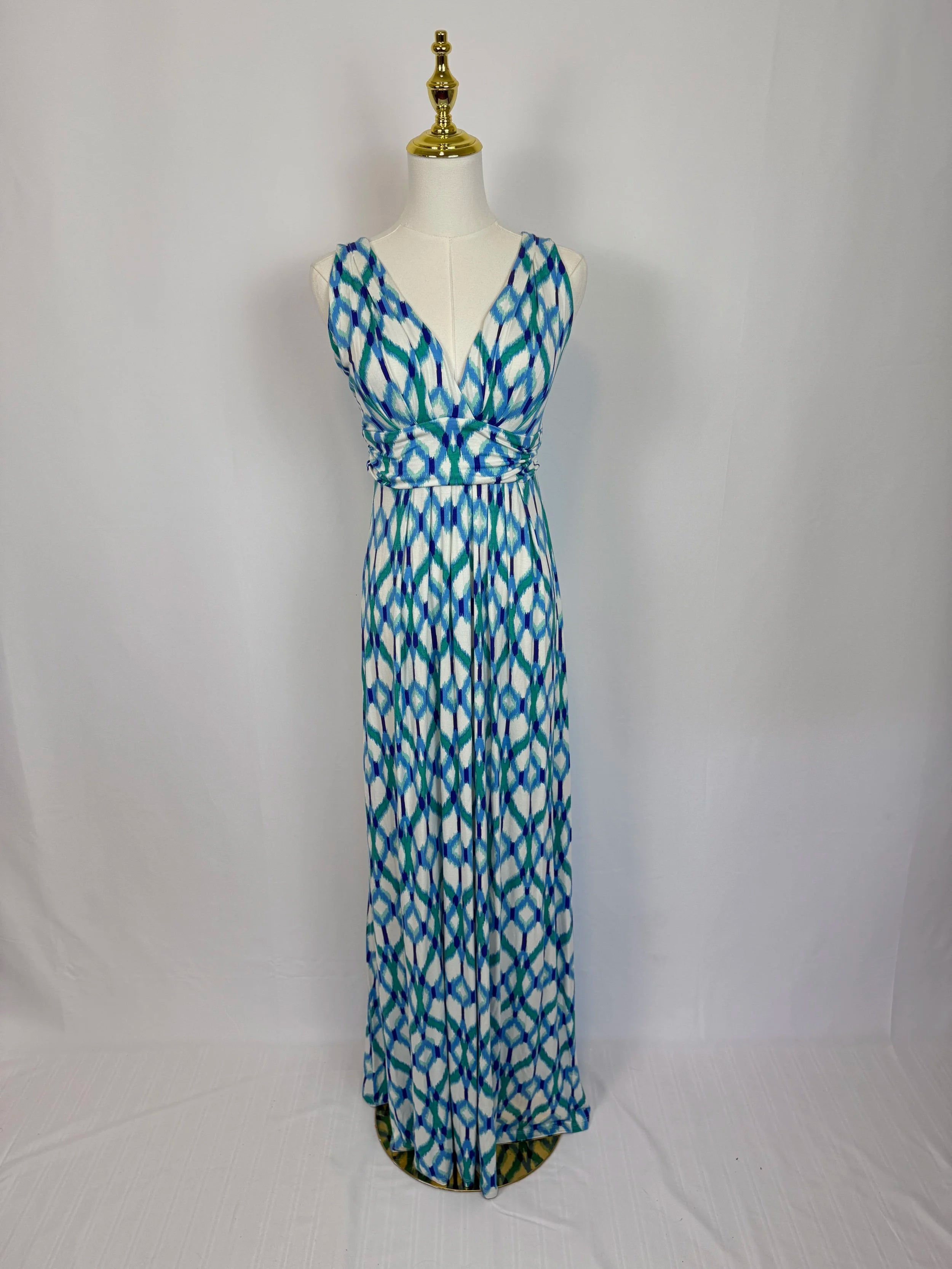 Blue Geometric Print Dress - Size M