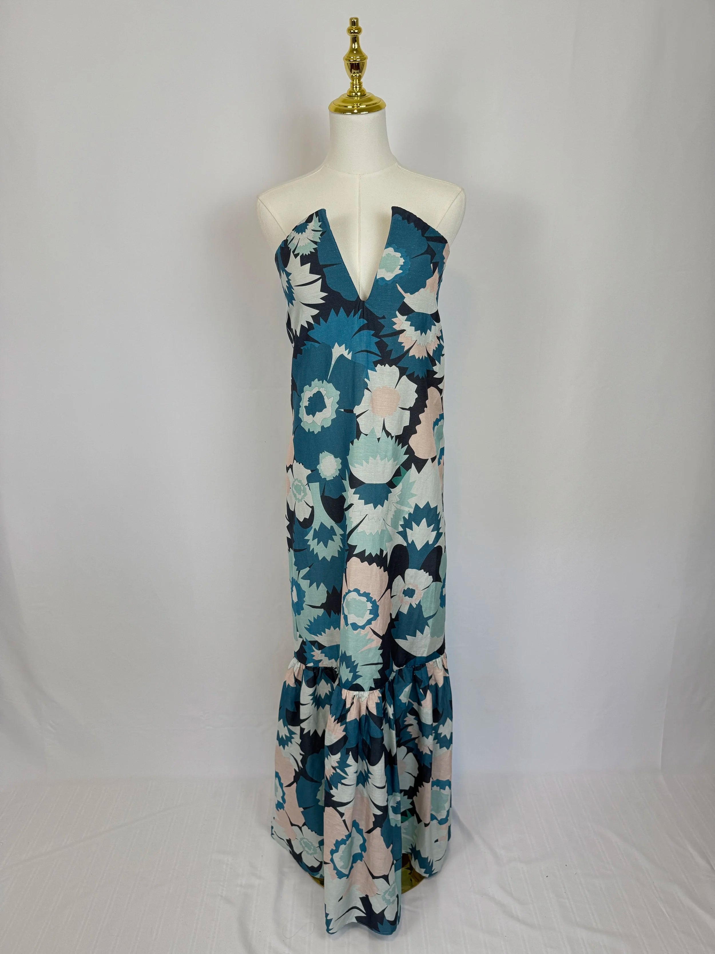 Adriana Degreas Blue Printed Dress - Size M