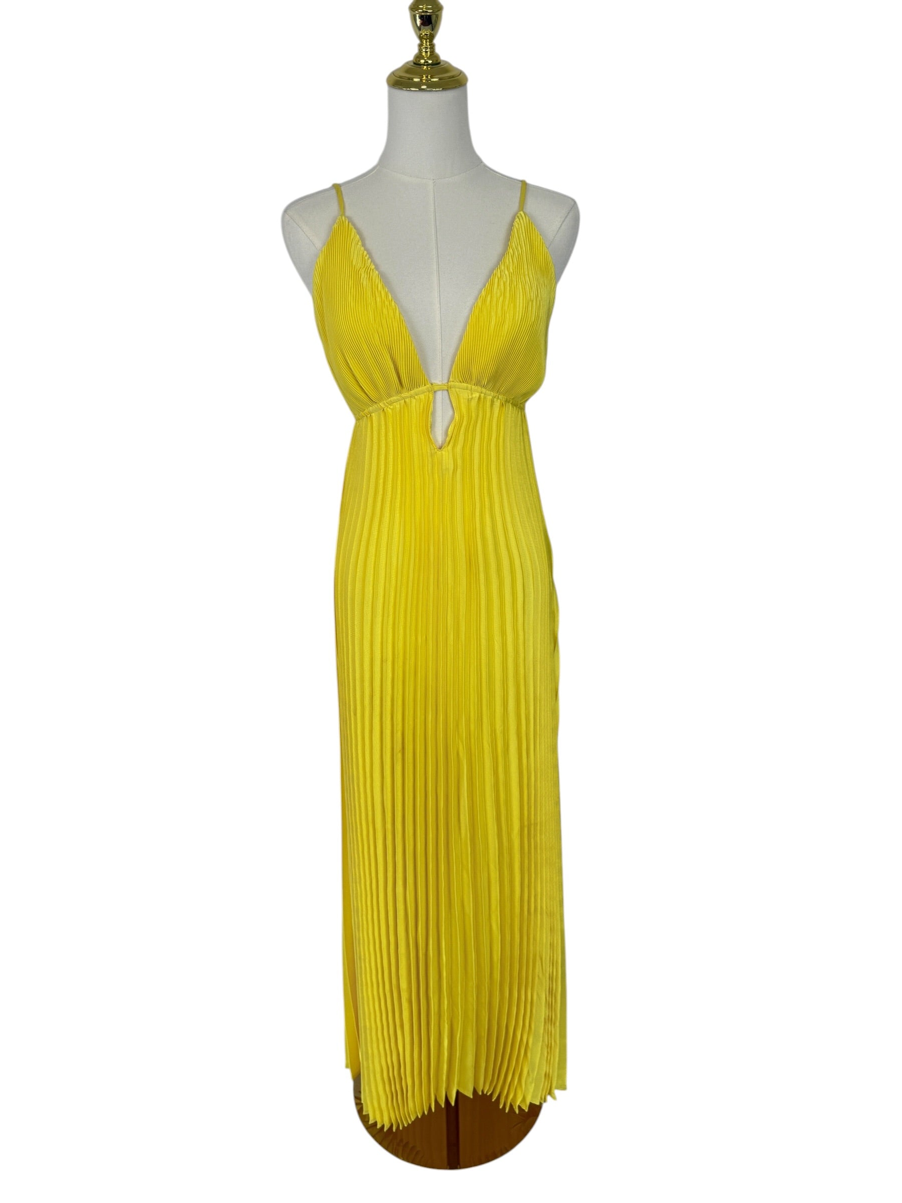 Farm Yellow Pleated Long Dress - Size S