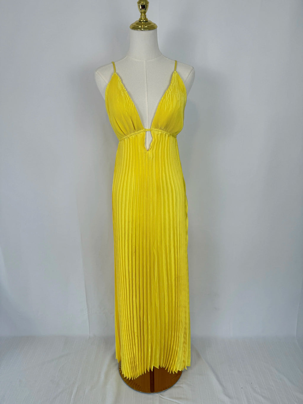 Farm Yellow Pleated Long Dress - Size S