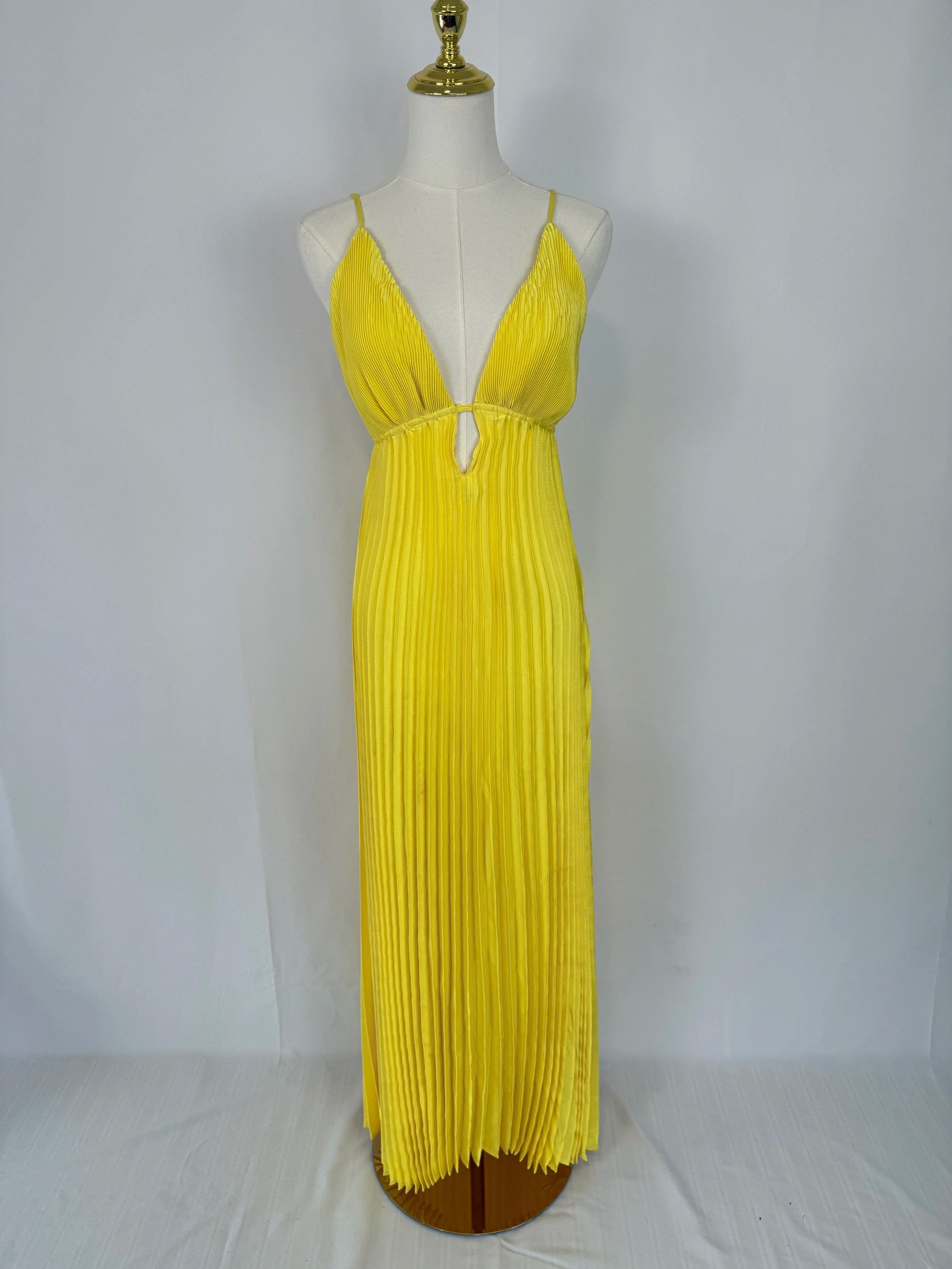 Farm Yellow Pleated Long Dress - Size S