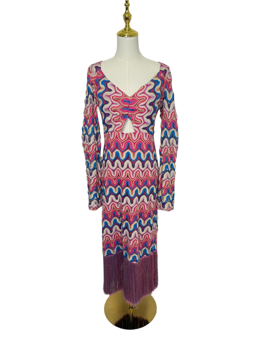 PatBo Pink Color Dress with Fringes - Size US8