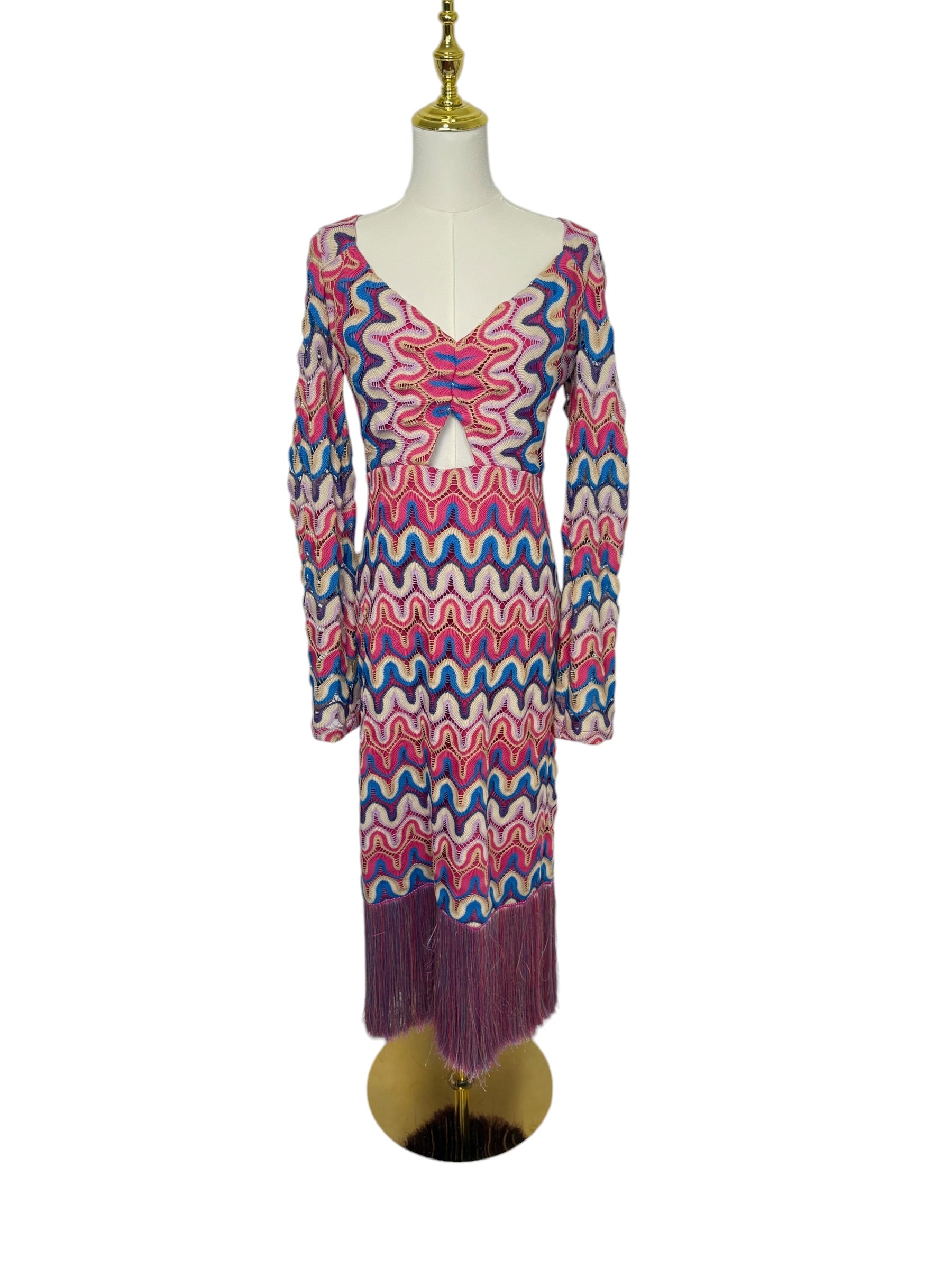 PatBo Pink Color Dress with Fringes - Size US8