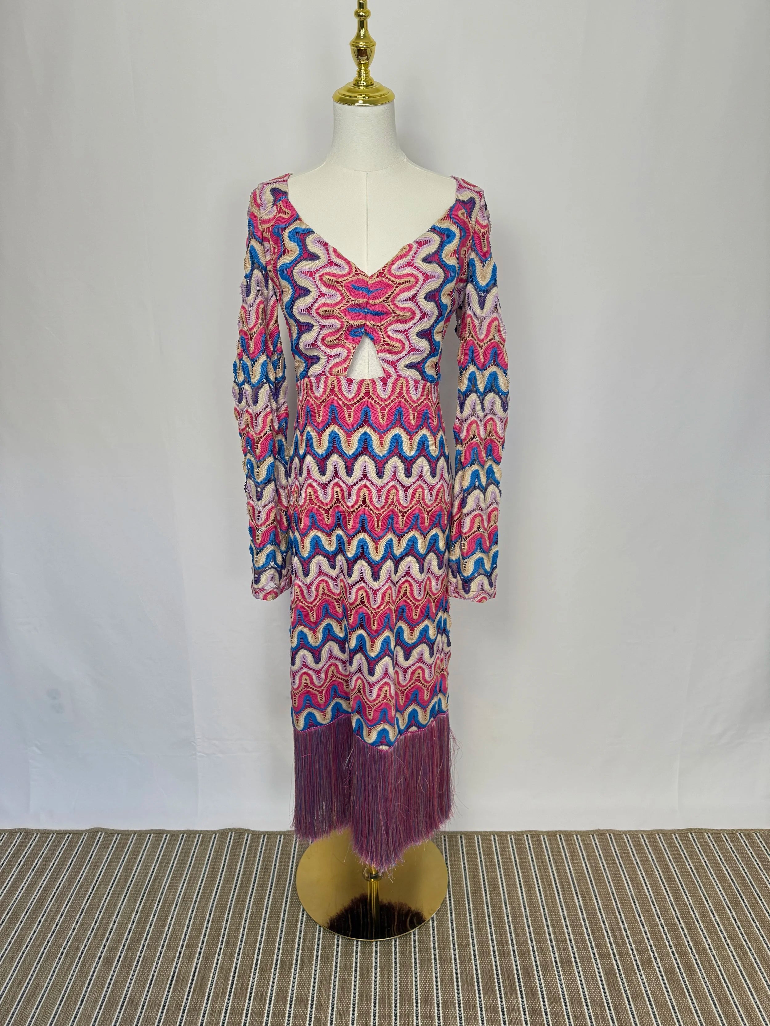 PatBo Pink Color Dress with Fringes - Size US8