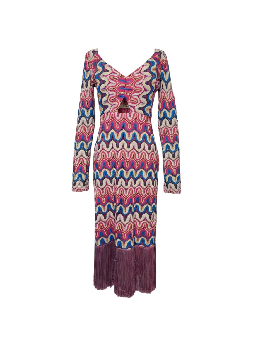 PatBo Pink Color Dress with Fringes - Size US8