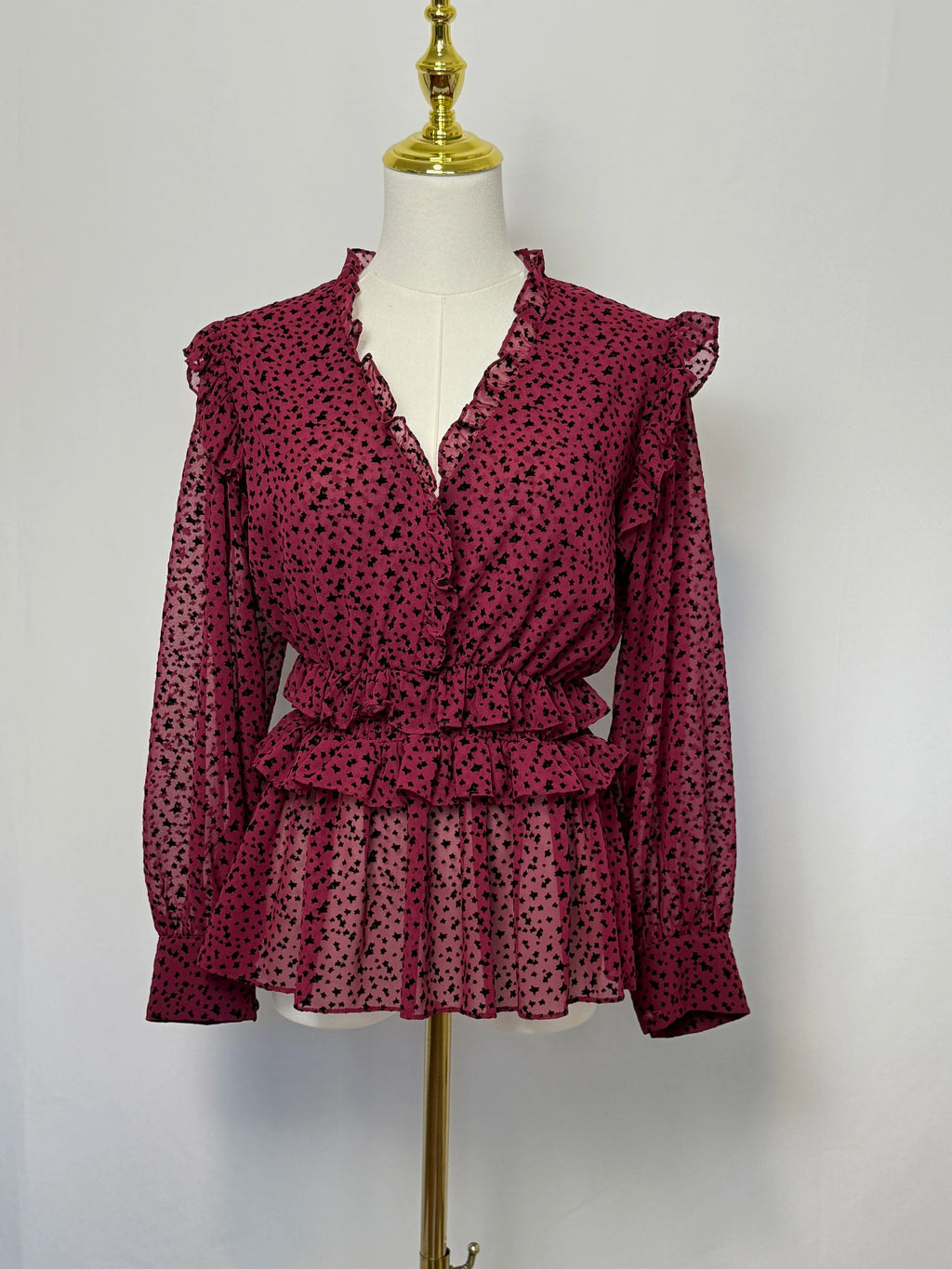 Misa Star Print Chiffon Top - Size XS