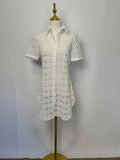 White Embroidered Long Shirt - Size S