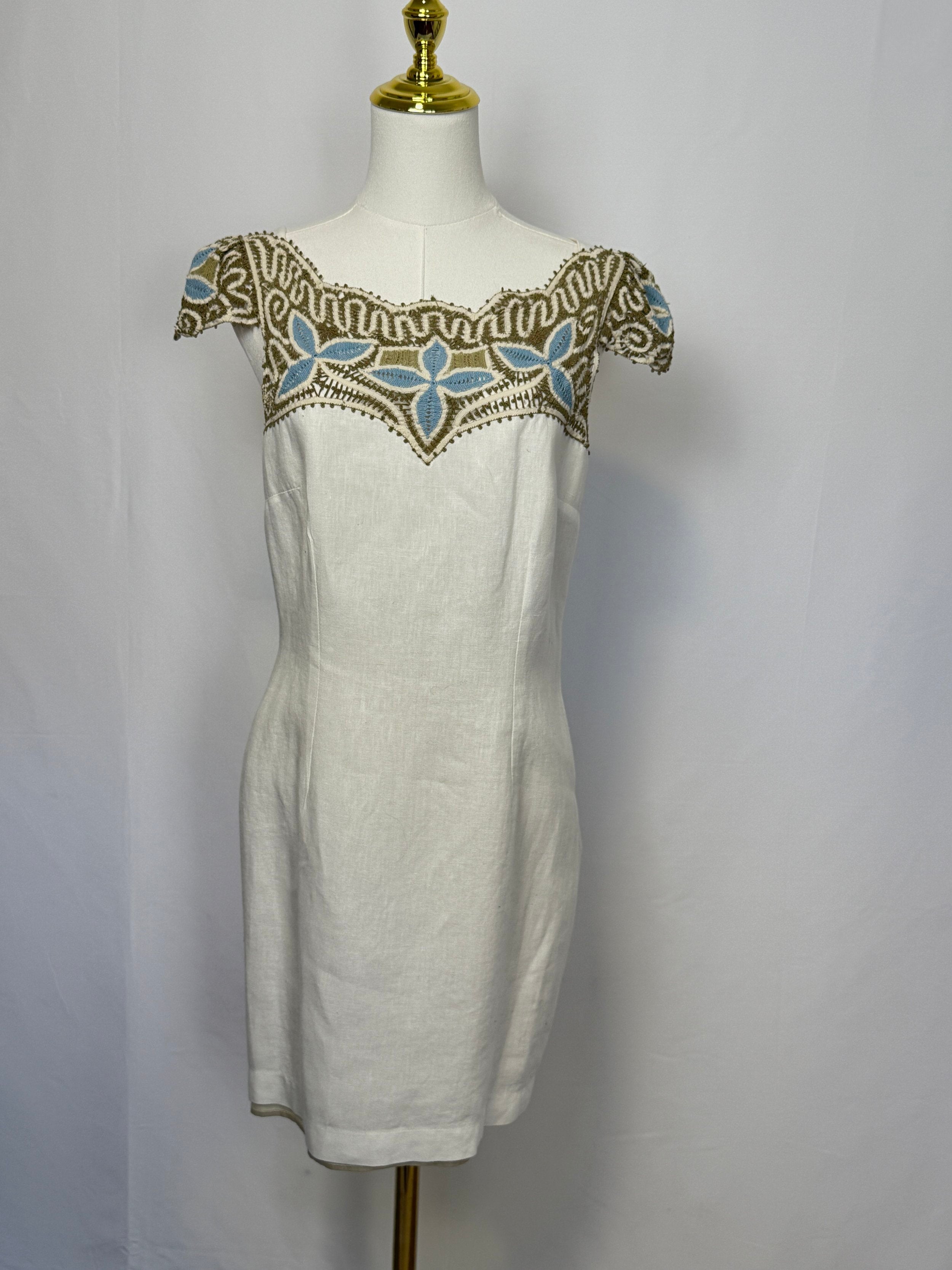 Fatima Rendas Linen Dress - Size S