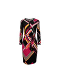 BCBG Geometric Color Dress with Belt Small