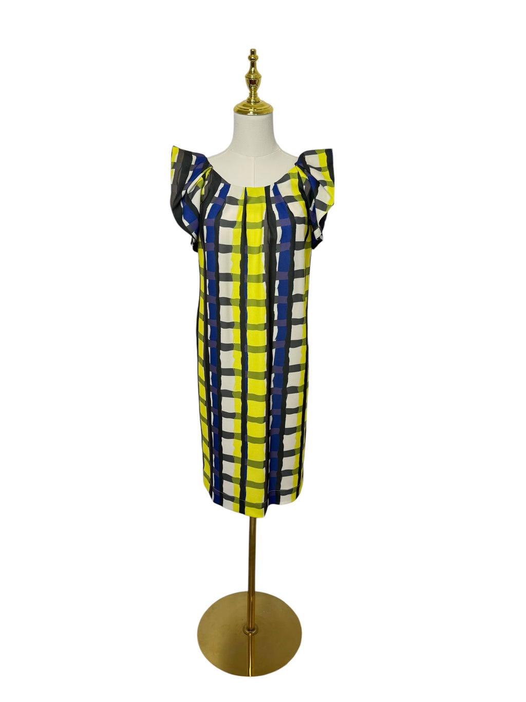 Neon Yellow Blue Dress Small